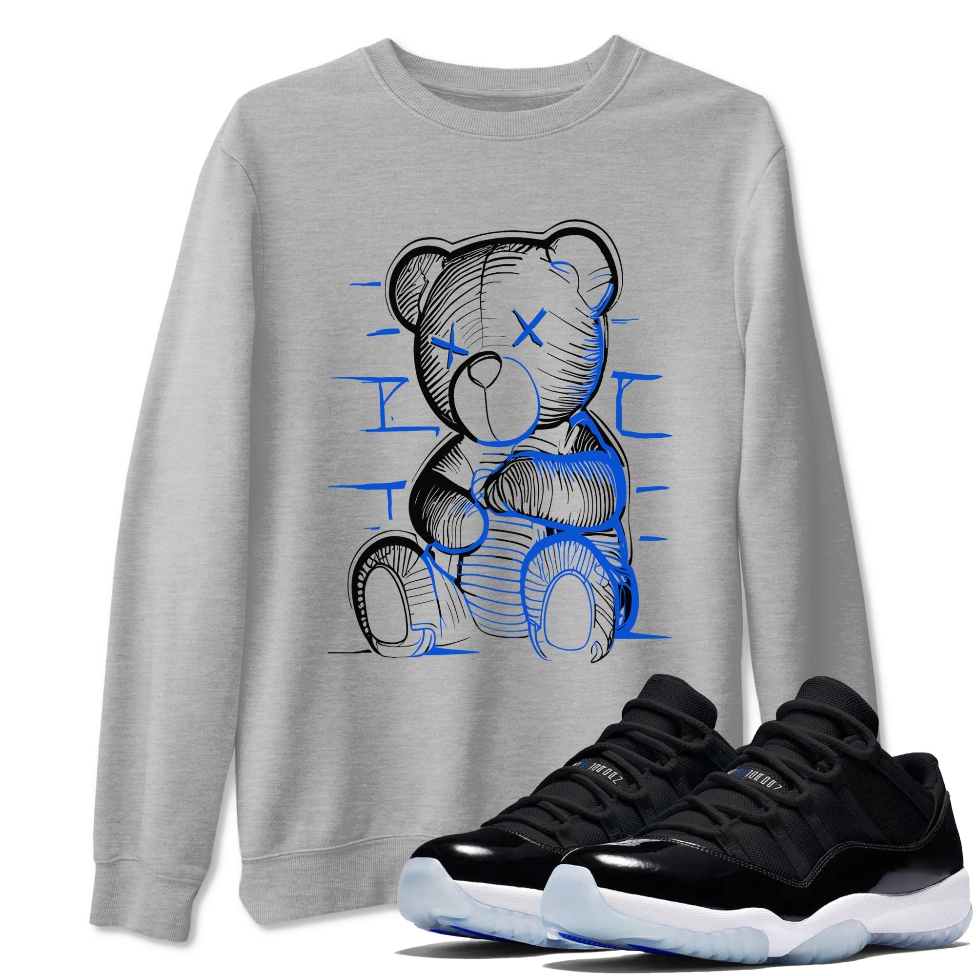 Neon Bear snkmatch Tees - Air Jordan 11 Black and Varsity Royal