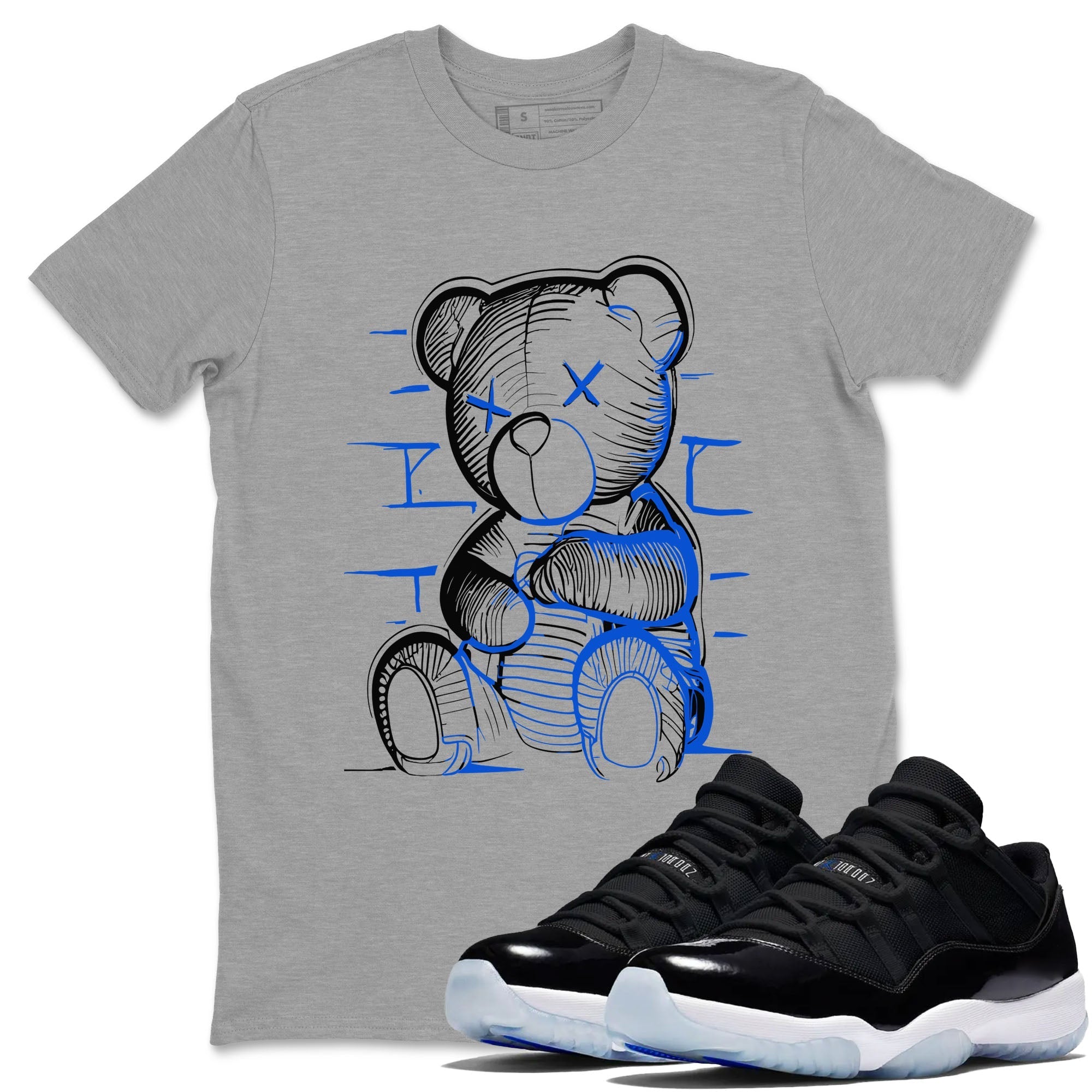 Neon Bear snkmatch Tees - Air Jordan 11 Black and Varsity Royal