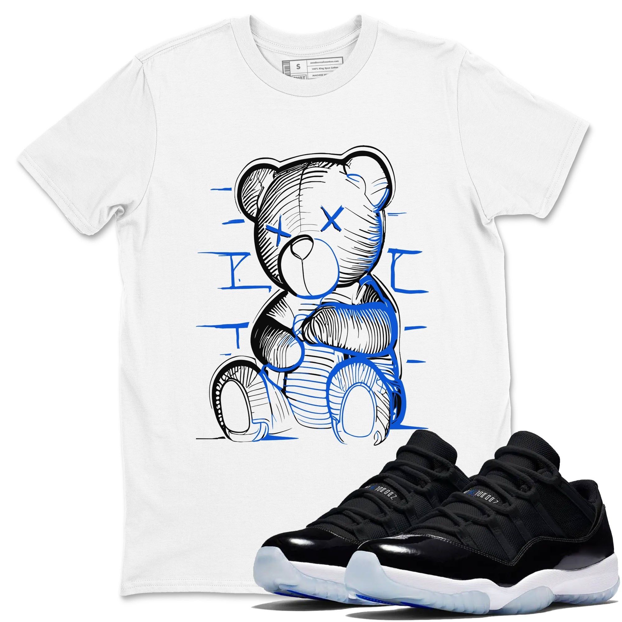 Neon Bear snkmatch Tees - Air Jordan 11 Black and Varsity Royal