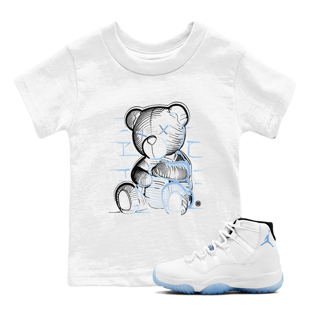 Neon Bear snkmatch Tees Kids - Air Jordan 11 Legend Blue