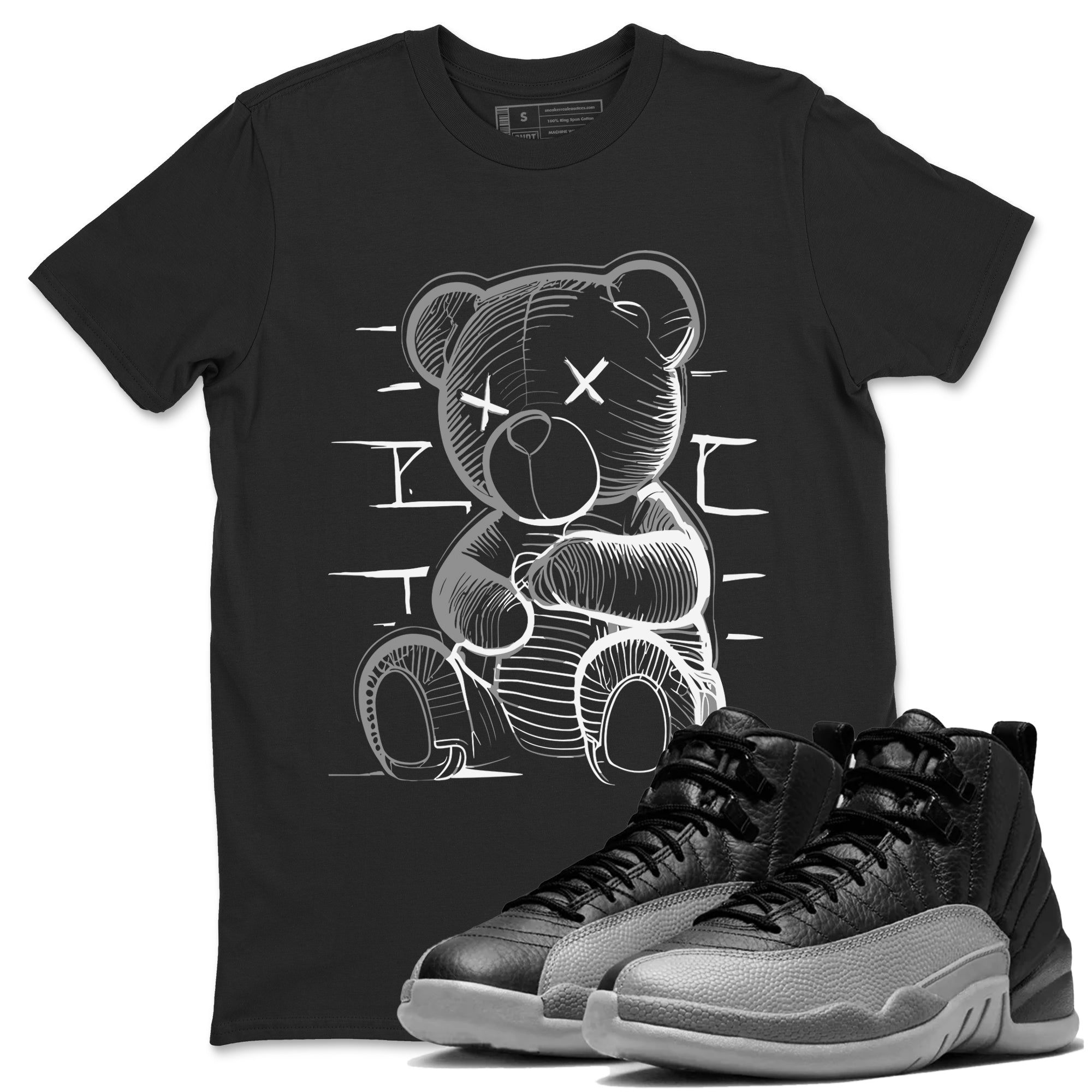Neon Bear snkmatch Tees - Air Jordan 12 Black Wolf Grey