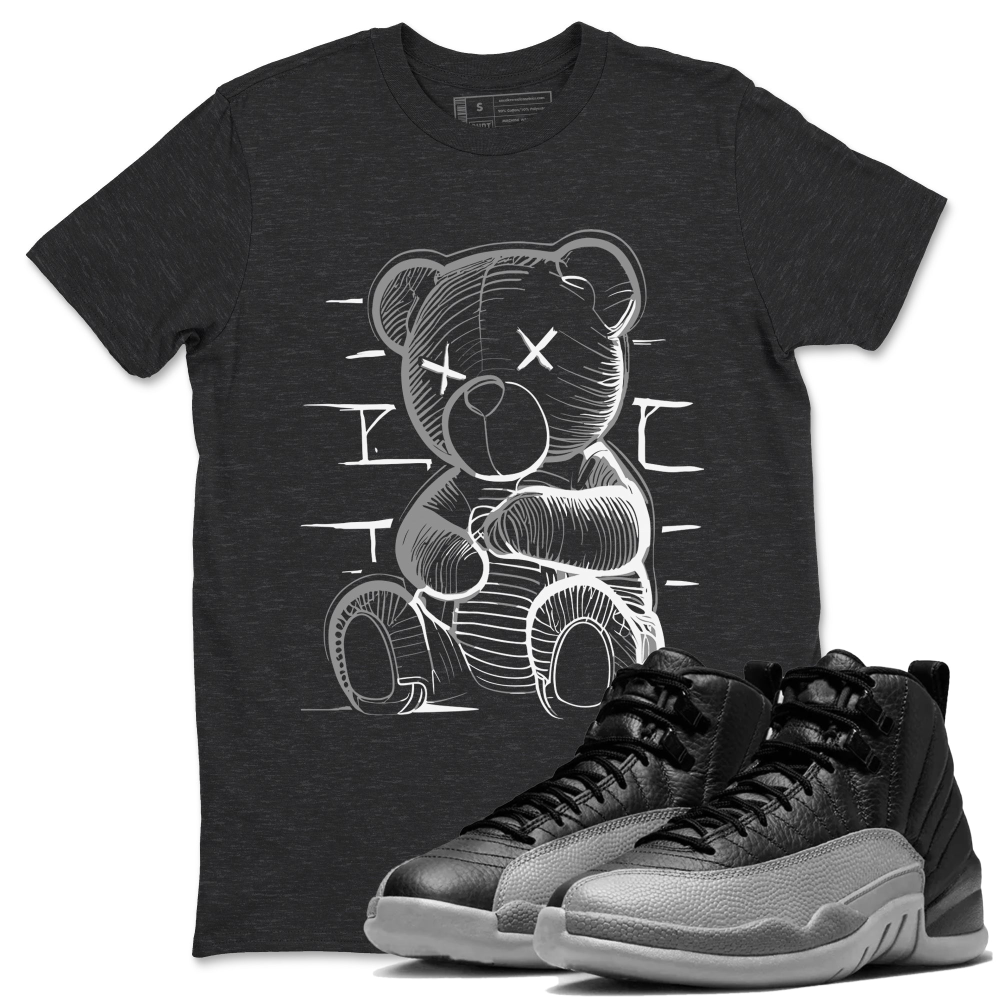 Neon Bear snkmatch Tees - Air Jordan 12 Black Wolf Grey