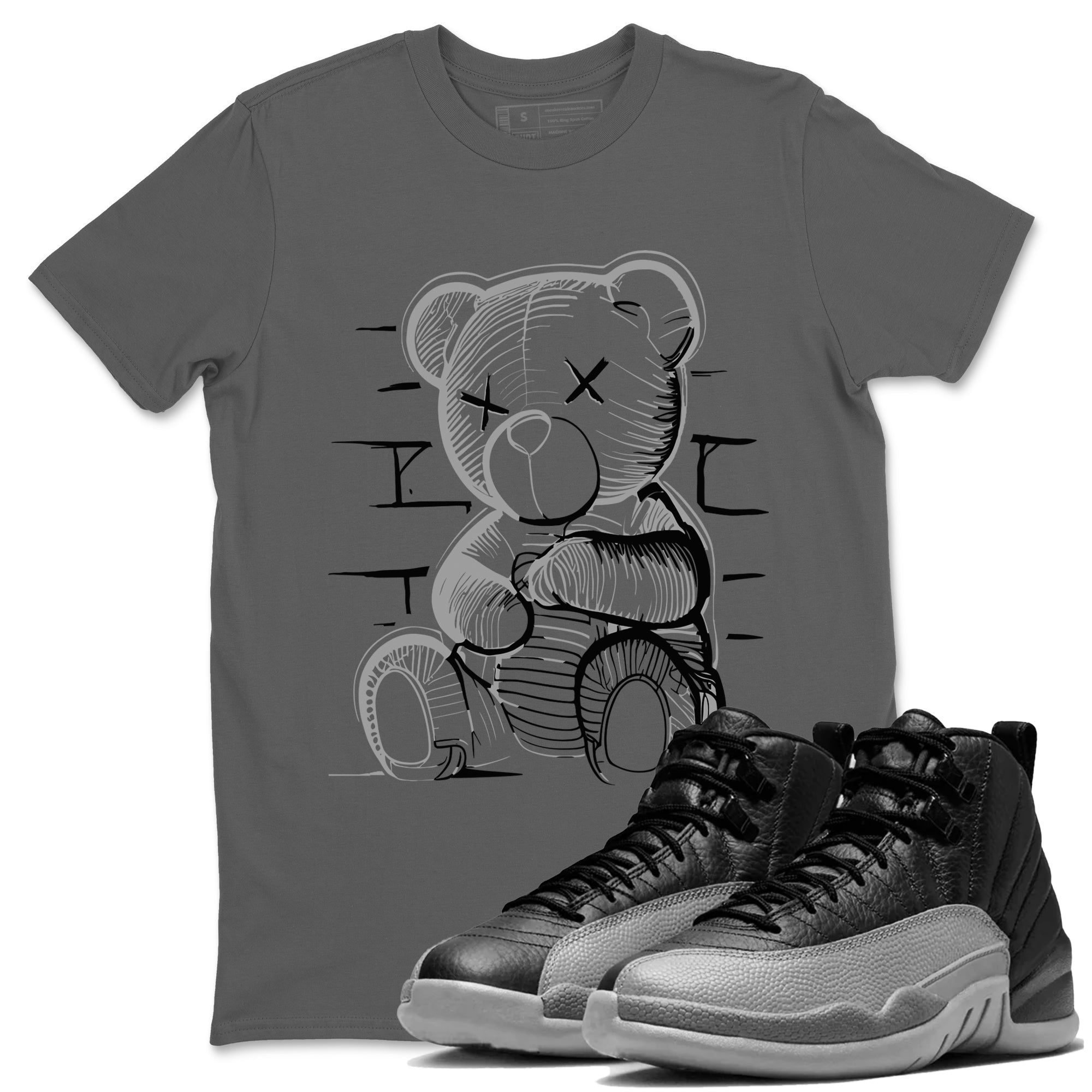 Neon Bear snkmatch Tees - Air Jordan 12 Black Wolf Grey