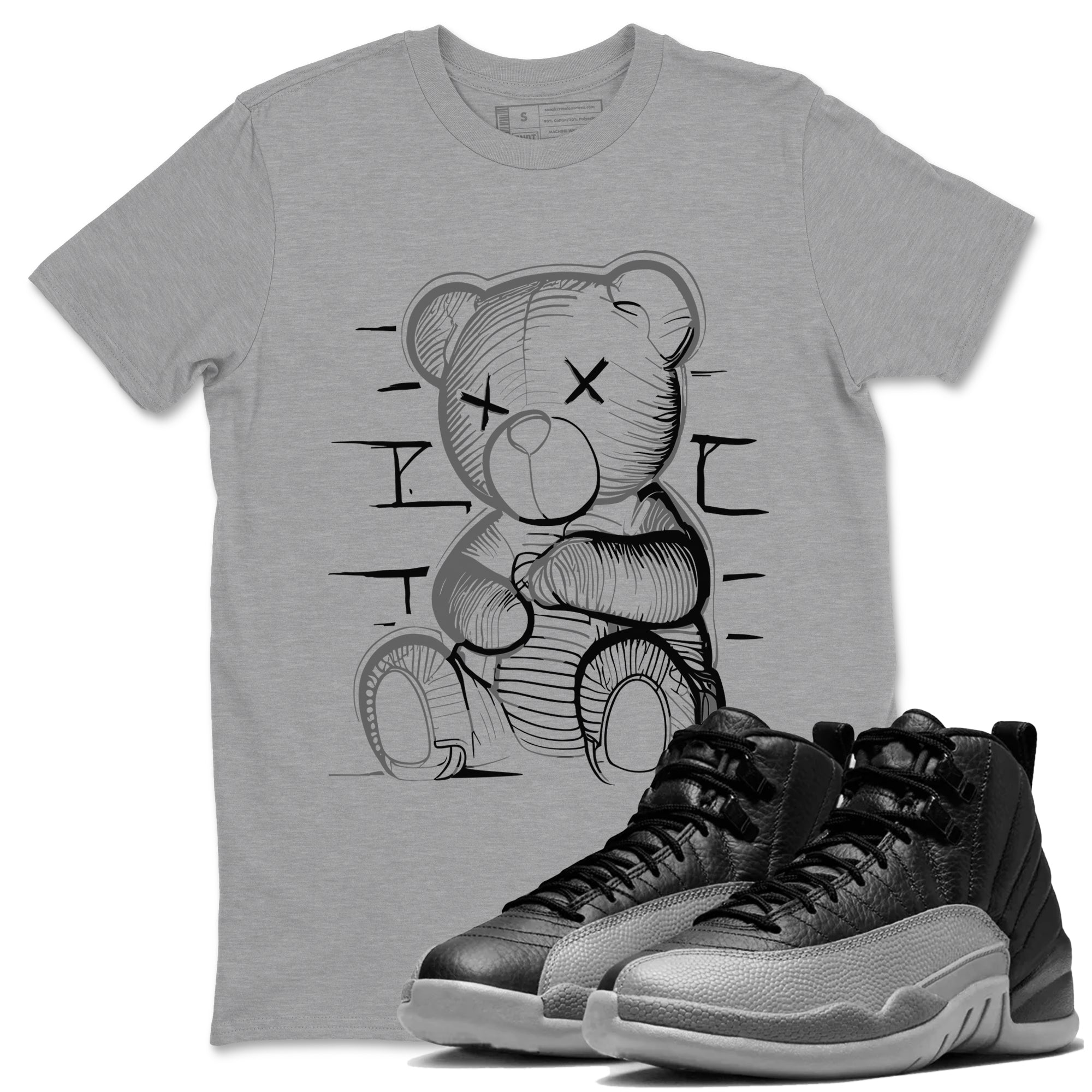Neon Bear snkmatch Tees - Air Jordan 12 Black Wolf Grey