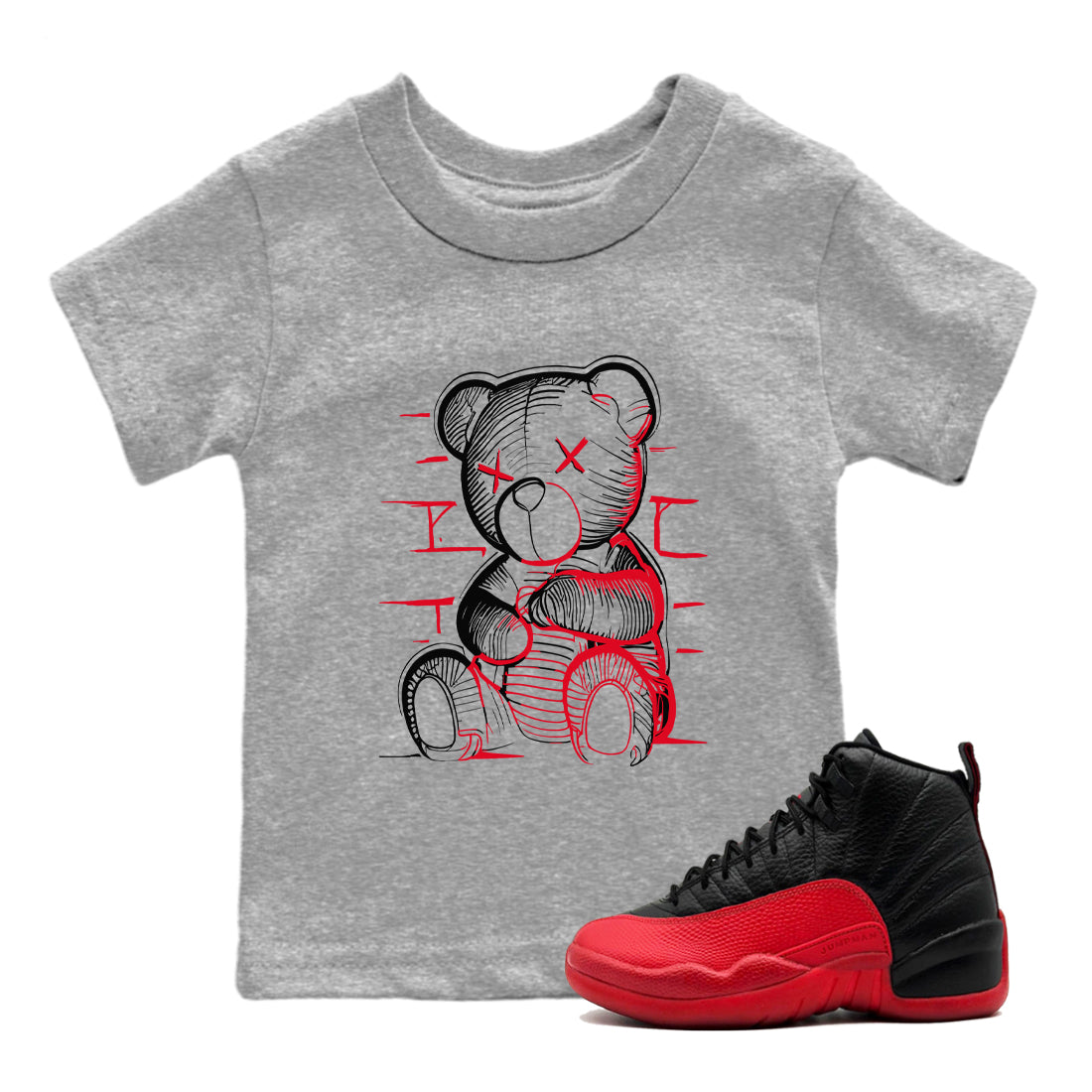 Neon Bear snkmatch Tees Kids - Air Jordan 12 Flu Game