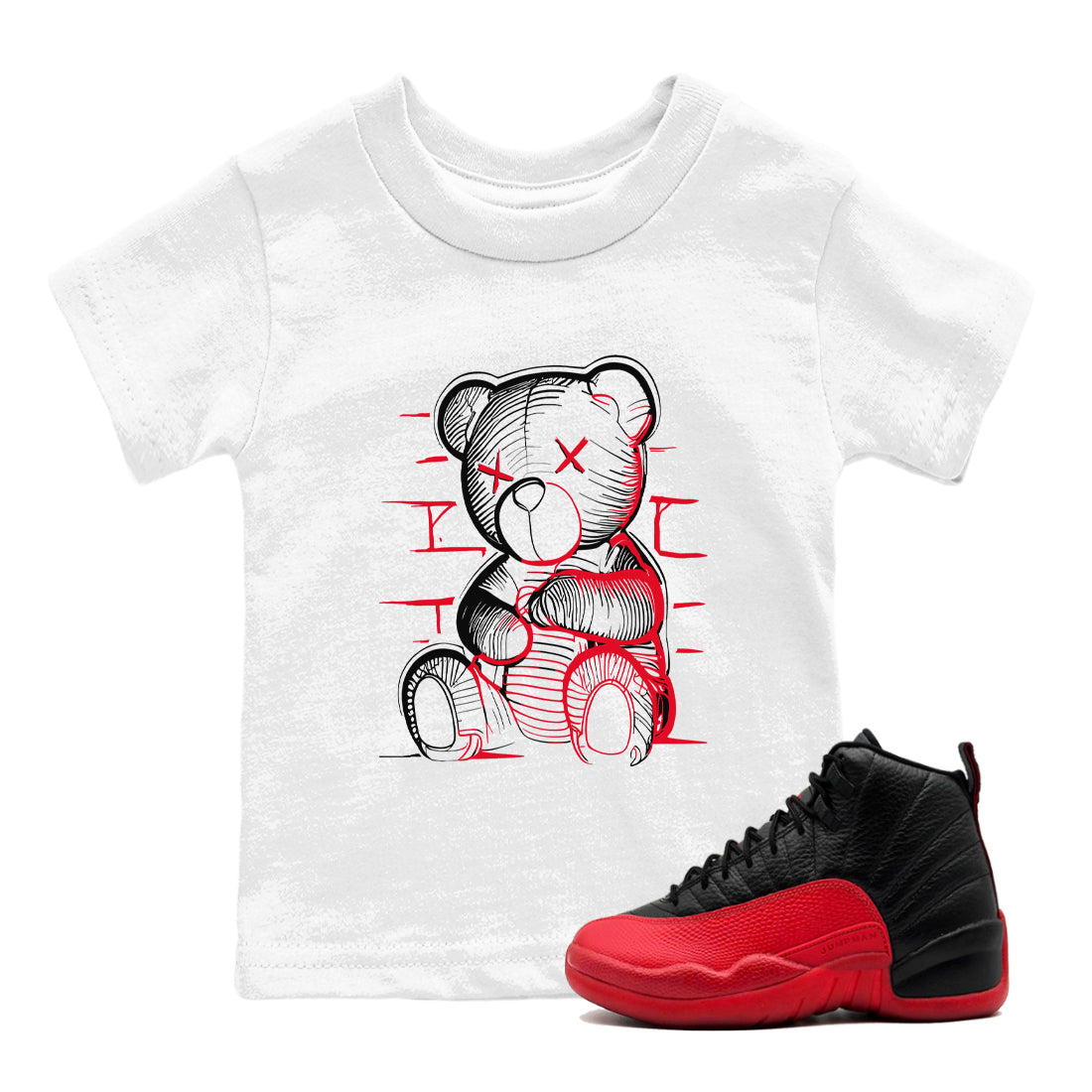 Neon Bear snkmatch Tees Kids - Air Jordan 12 Flu Game