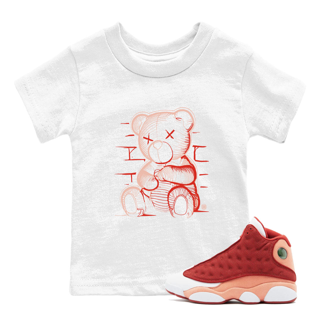 Neon Bear snkmatch Tees Kids - Air Jordan 13 Dune Red