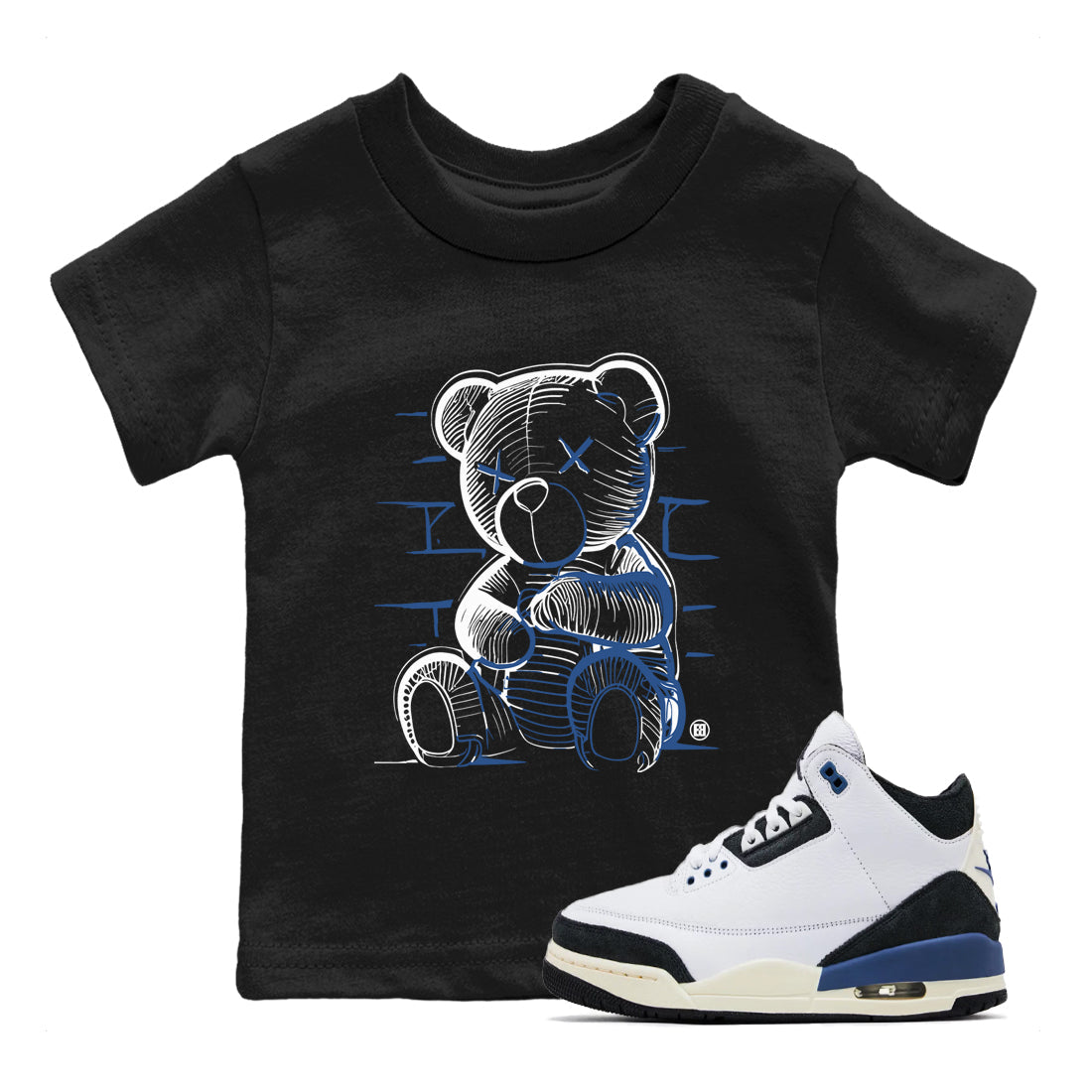 Neon Bear snkmatch Tees Kids - Air Jordan 3 A Ma Maniere x Diffused Blue