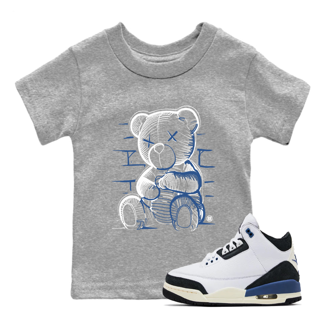 Neon Bear snkmatch Tees Kids - Air Jordan 3 A Ma Maniere x Diffused Blue