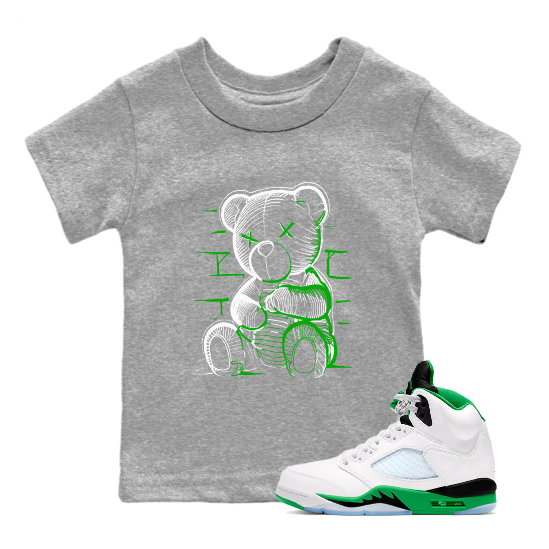 Neon Bear snkmatch Tee Kids - Air Jordan 5 Lucky Green