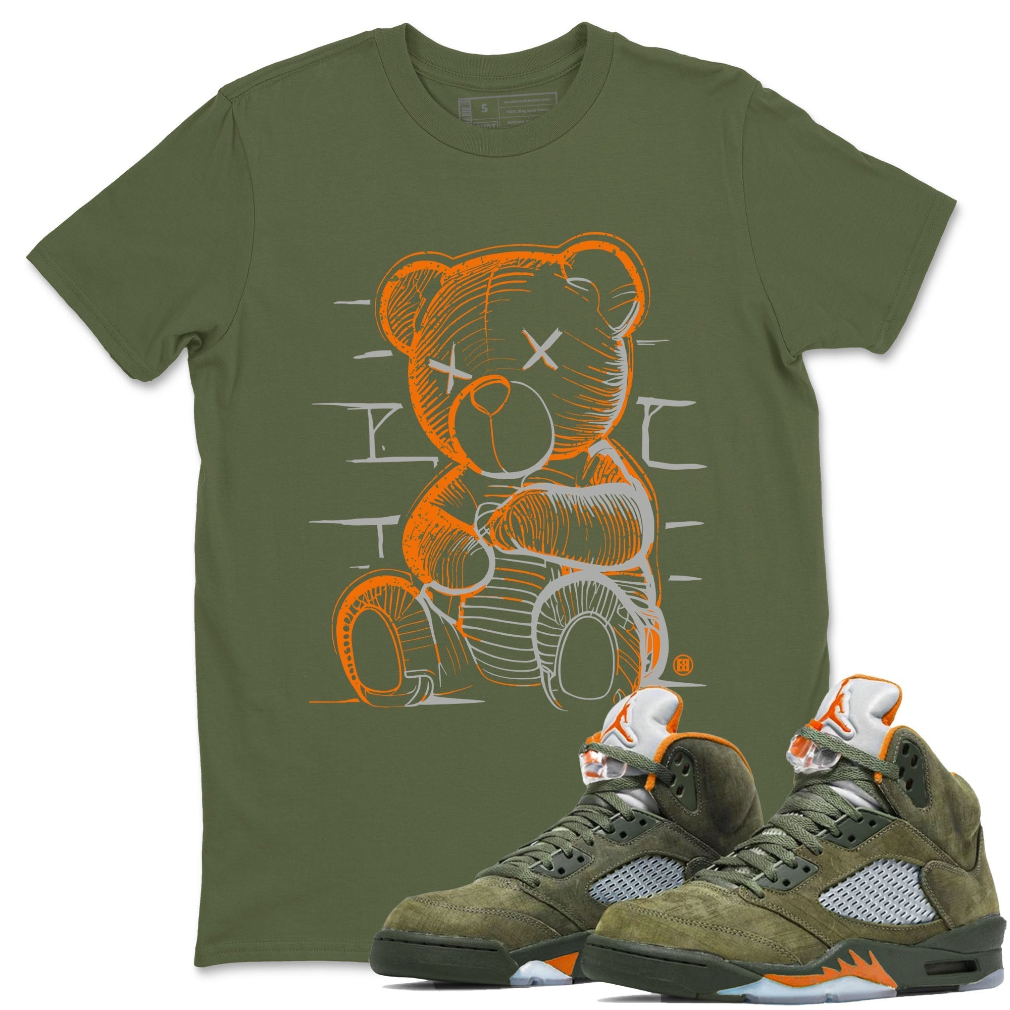 Neon Bear snkmatch Tees - Air Jordan 5 Olive