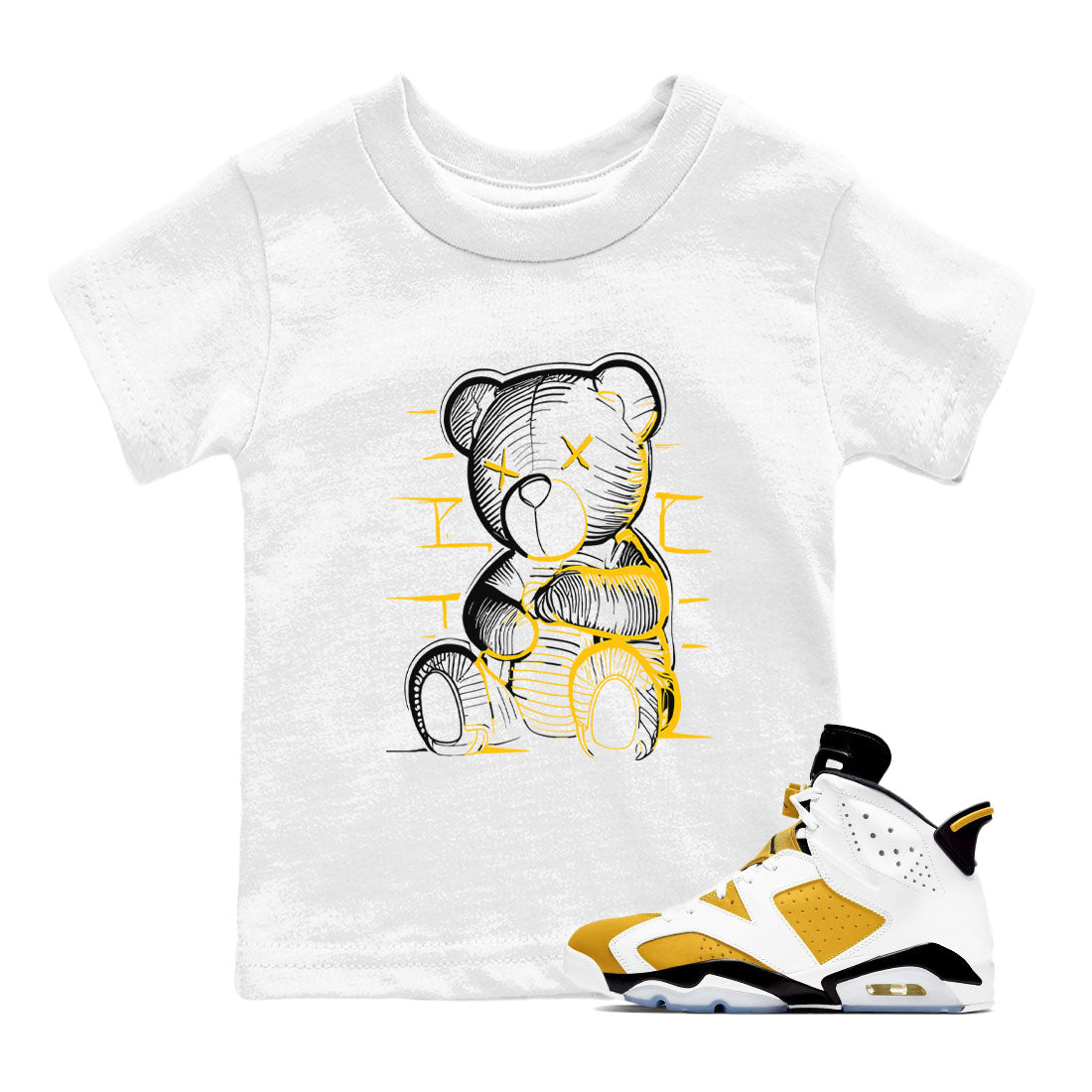 Neon Bear snkmatch Tees Kids - Air Jordan 6 Yellow Ochre