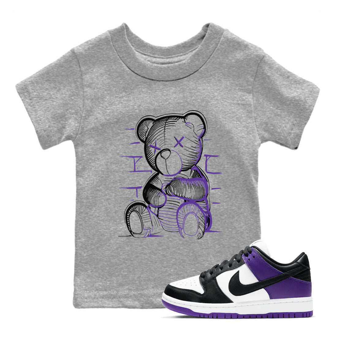 Neon Bear snkmatch Tees Kids - Dunk Low Court Purple