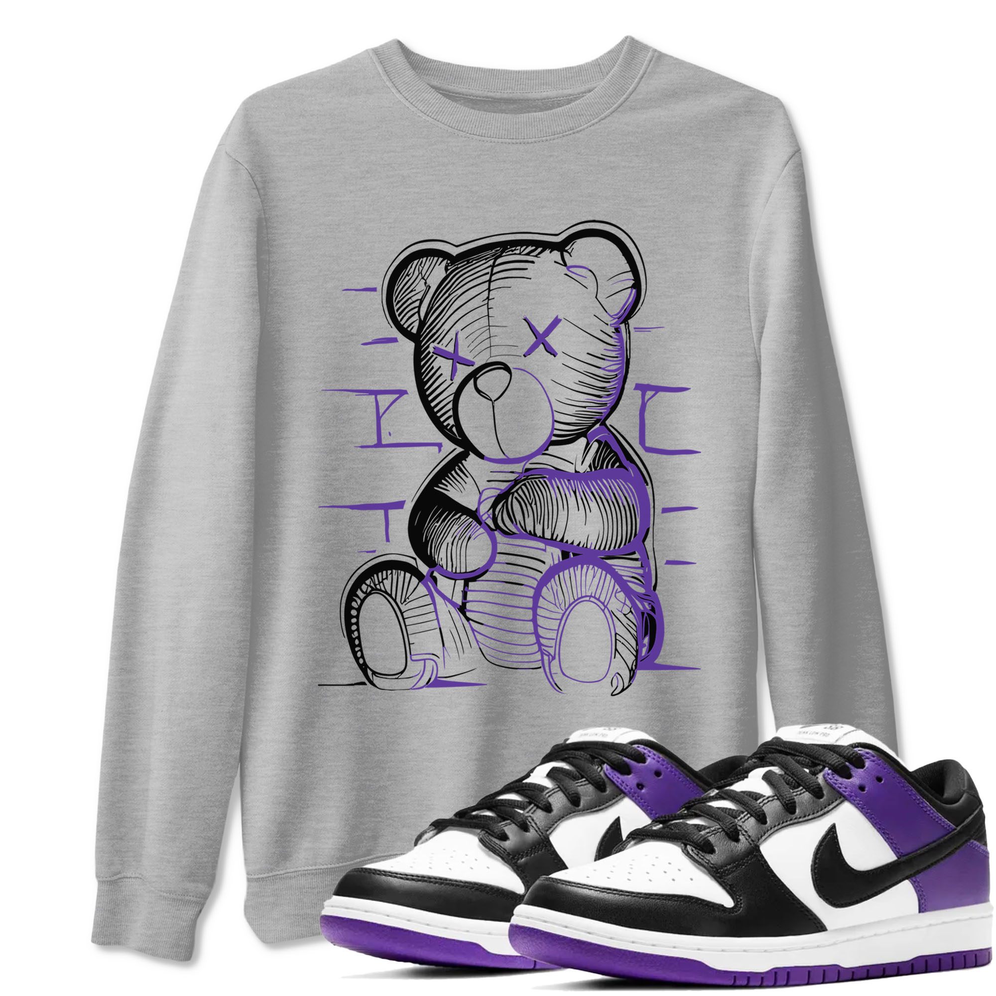 Neon Bear snkmatch Tees - Dunk Low Court Purple