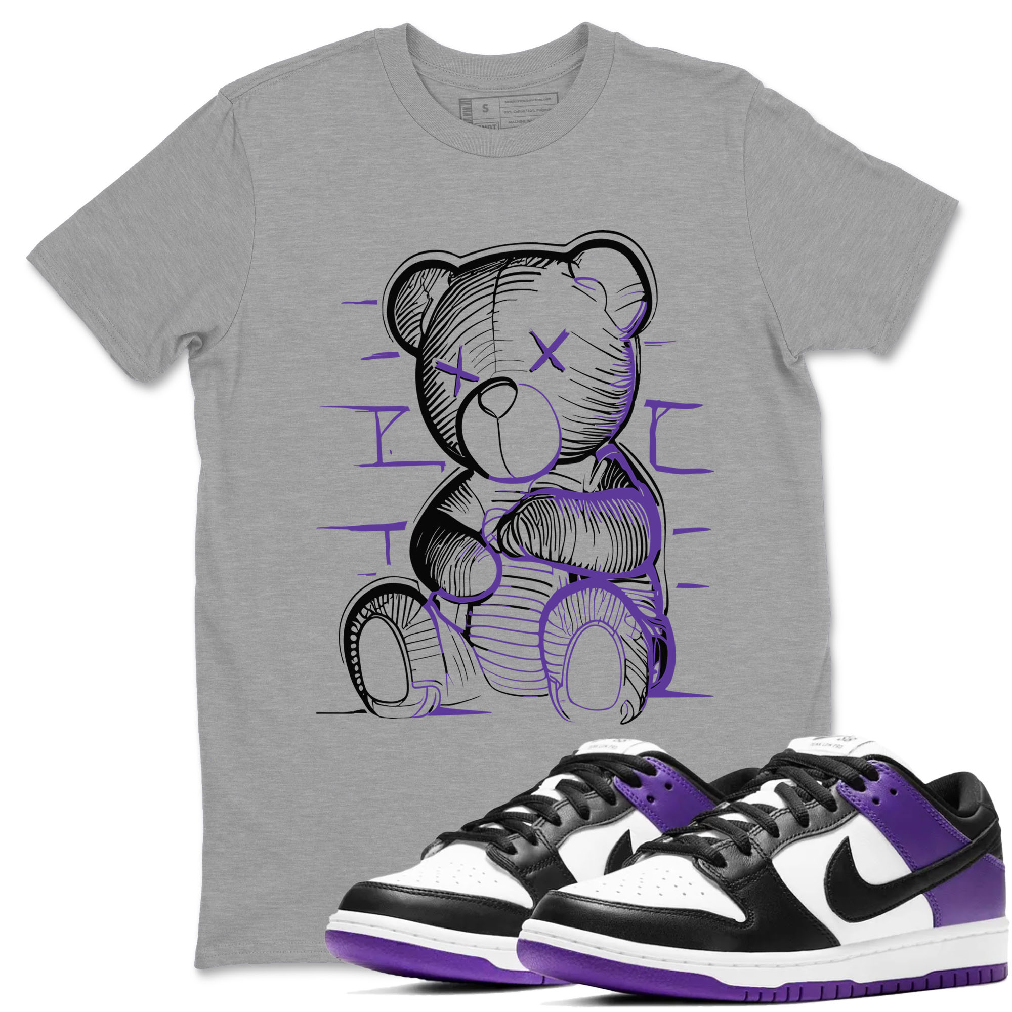Neon Bear snkmatch Tees - Dunk Low Court Purple
