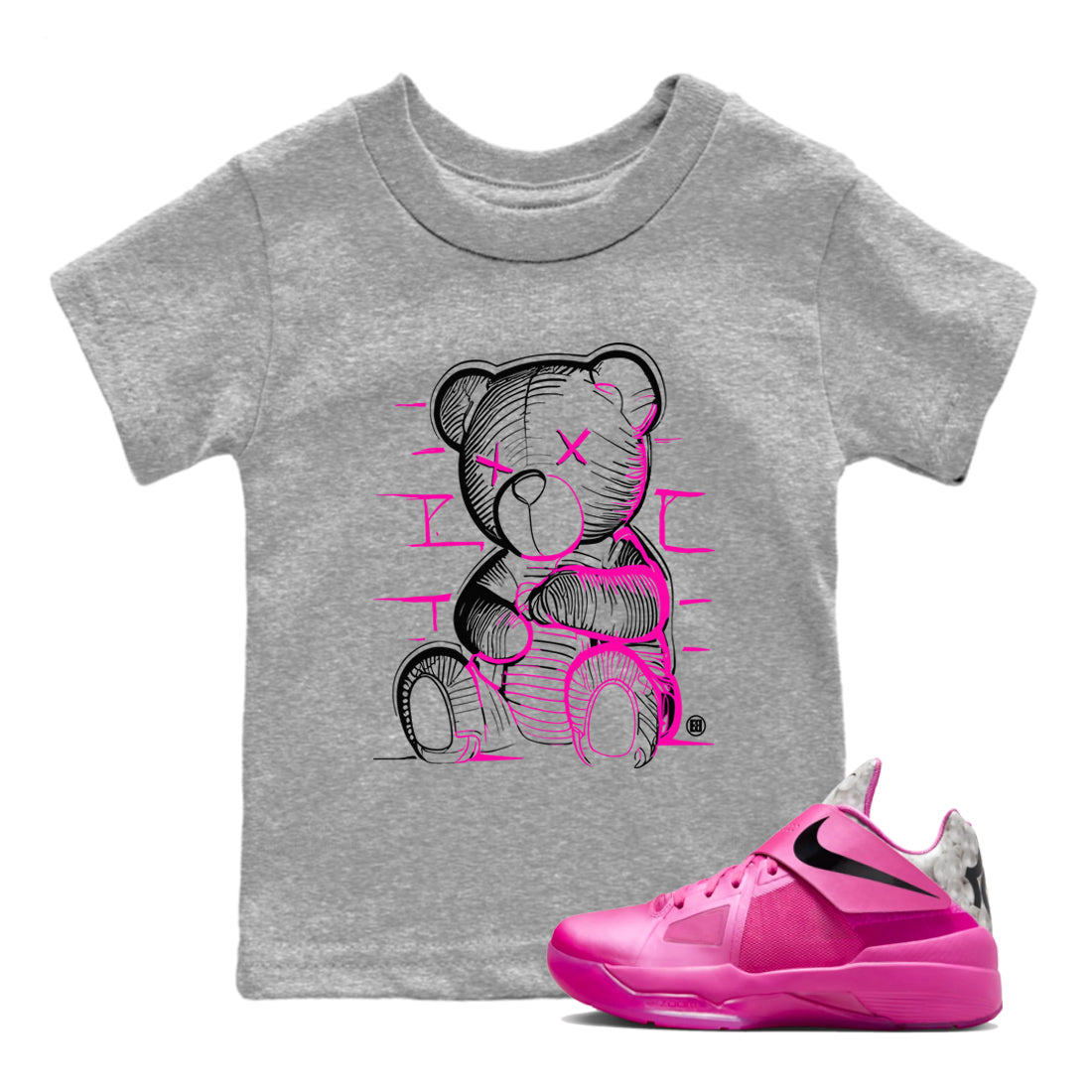 Neon Bear snkmatch Tees Kids - Nike KD 4 Aunt Pearl