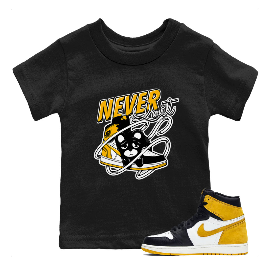 Never Quit snkmatch Tees Kids - Air Jordan 1 Yellow Ochre