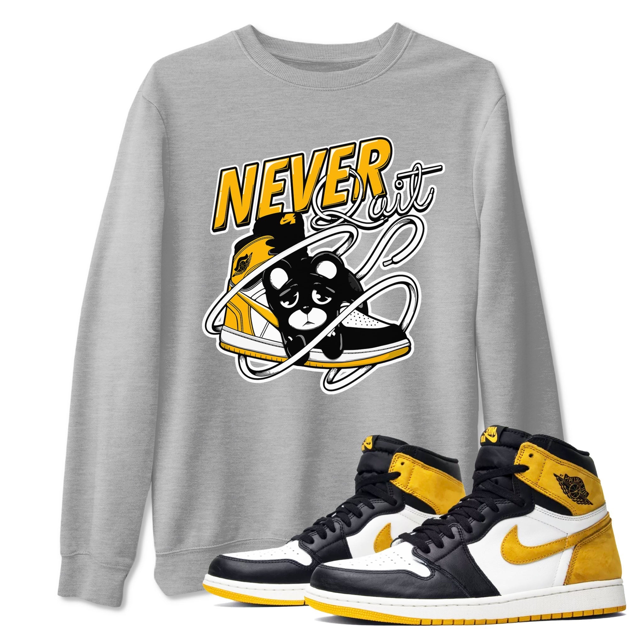 Never Quit snkmatch Tees - Air Jordan 1 Yellow Ochre