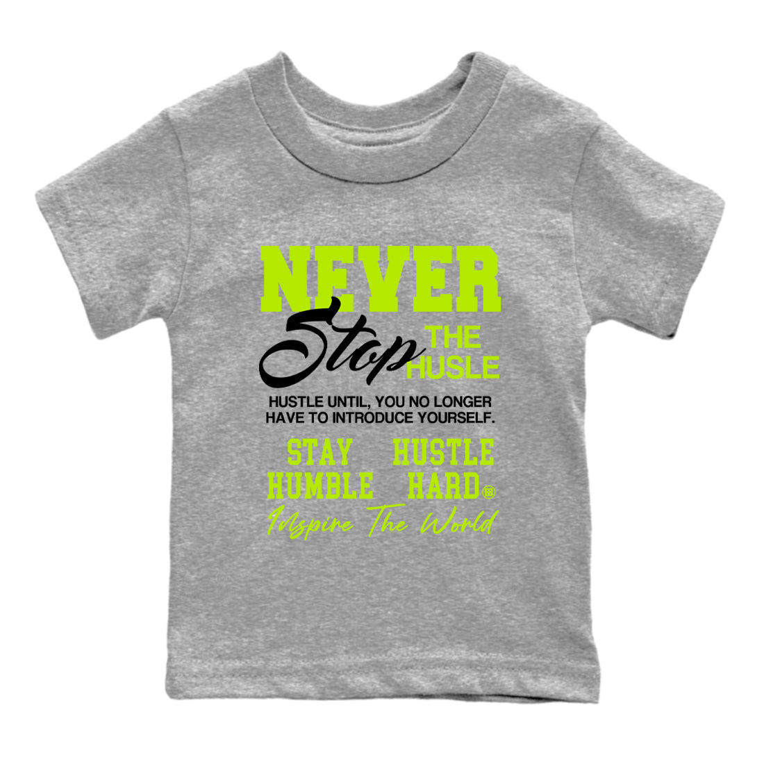 Never Stop The Hustle snkmatch Tees Kids - Air Foamposite One Black Volt