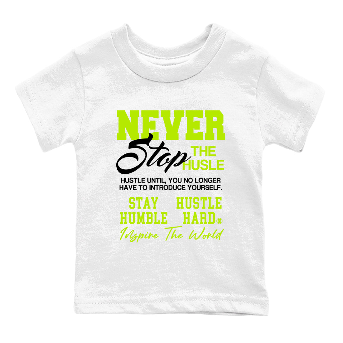 Never Stop The Hustle snkmatch Tees Kids - Air Foamposite One Black Volt