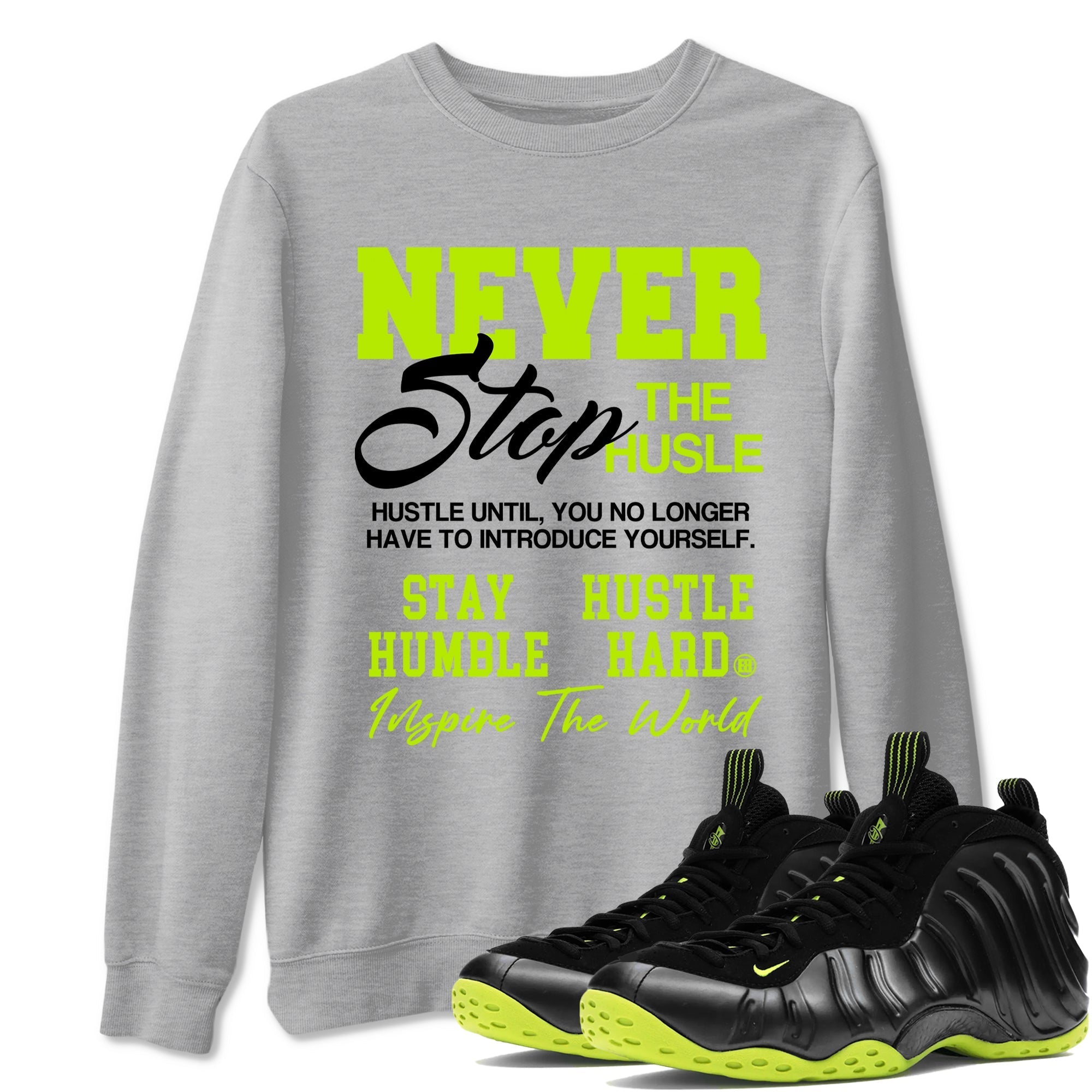 Never Stop The Hustle snkmatch Tees - Air Foamposite One Black Volt