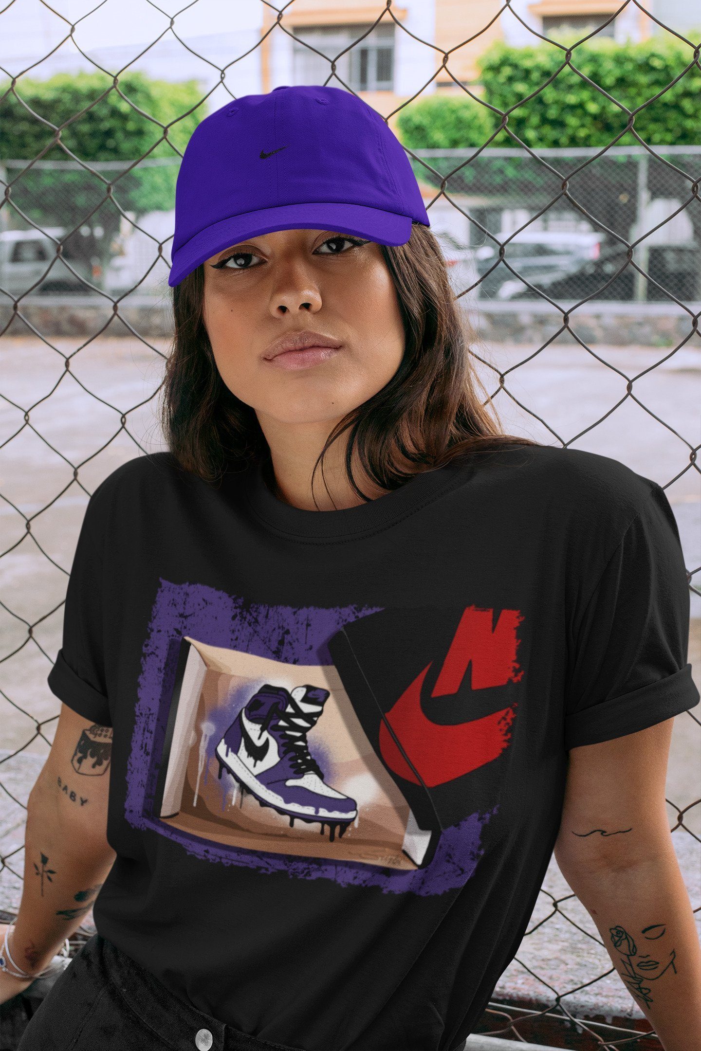 New Kicks Unisex Tops - Air Jordan 1 Court Purple
