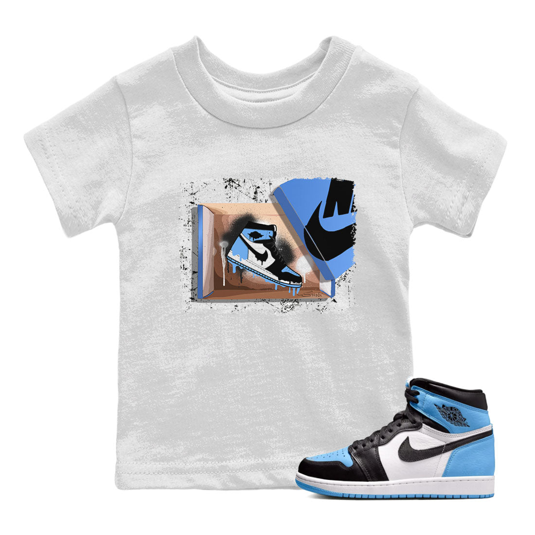 New Kicks snkmatch Tee Kids - Air Jordan 1 UNC Toe