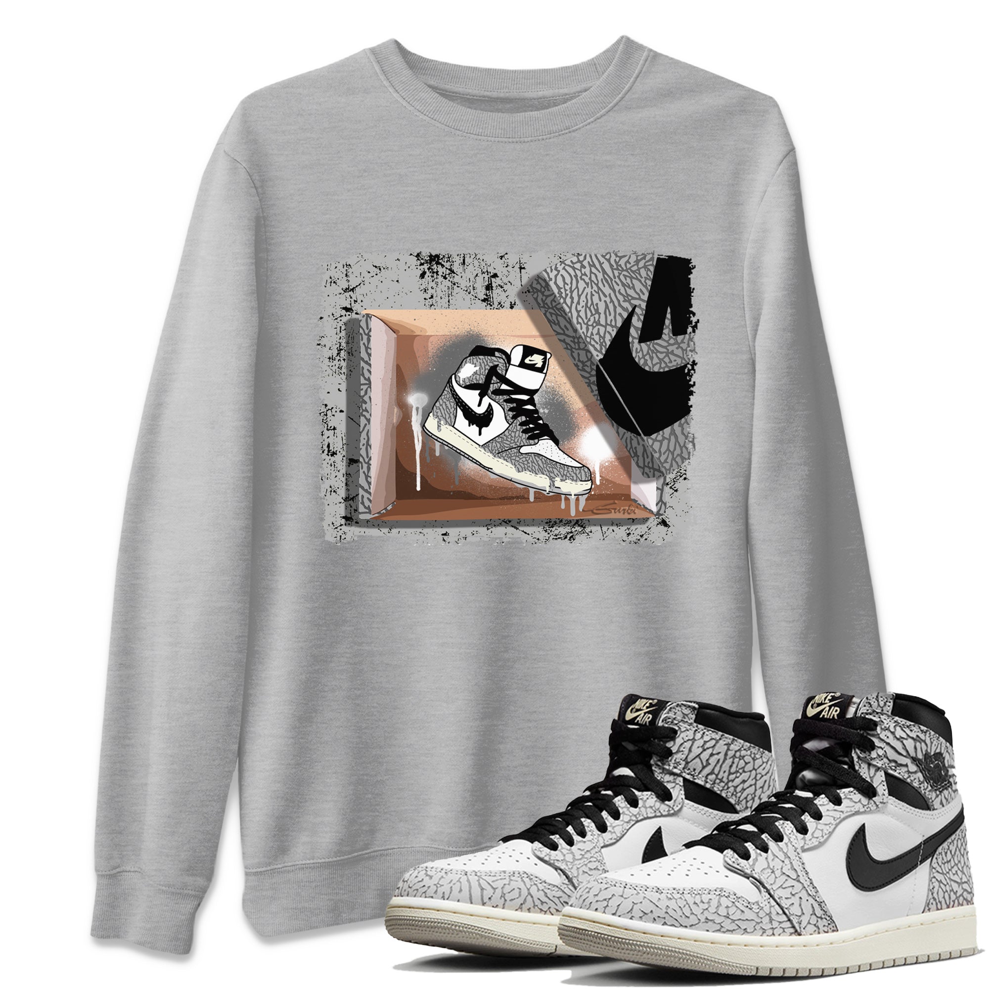 New Kicks Unisex Tops - Air Jordan 1 White Cement