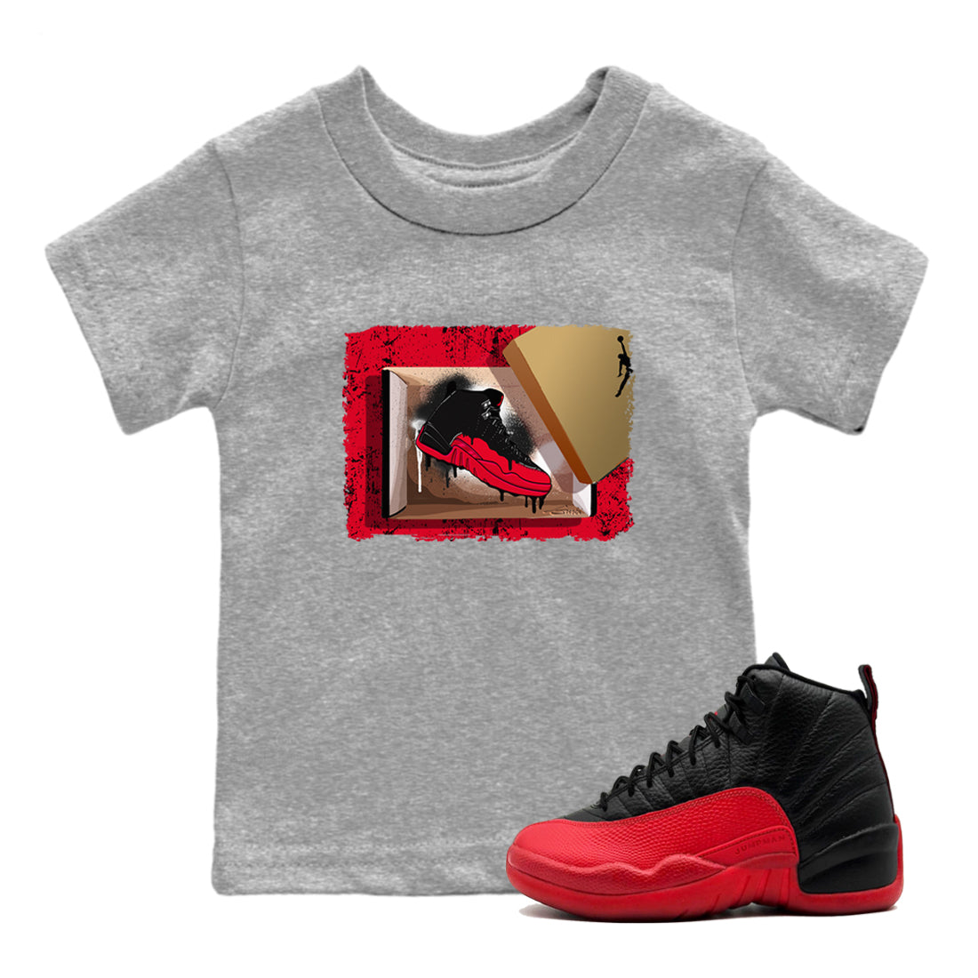 New Kicks snkmatch Tees Kids - Air Jordan 12 Flu Game