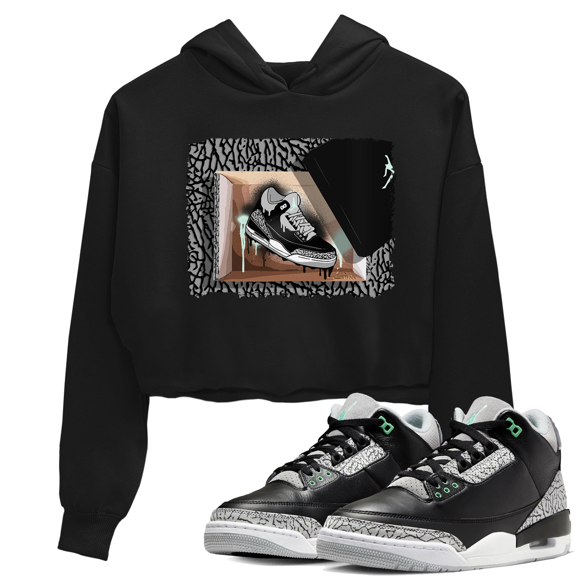 New Kicks snkmatch Women's Top - Air Jordan 3 Green Glow