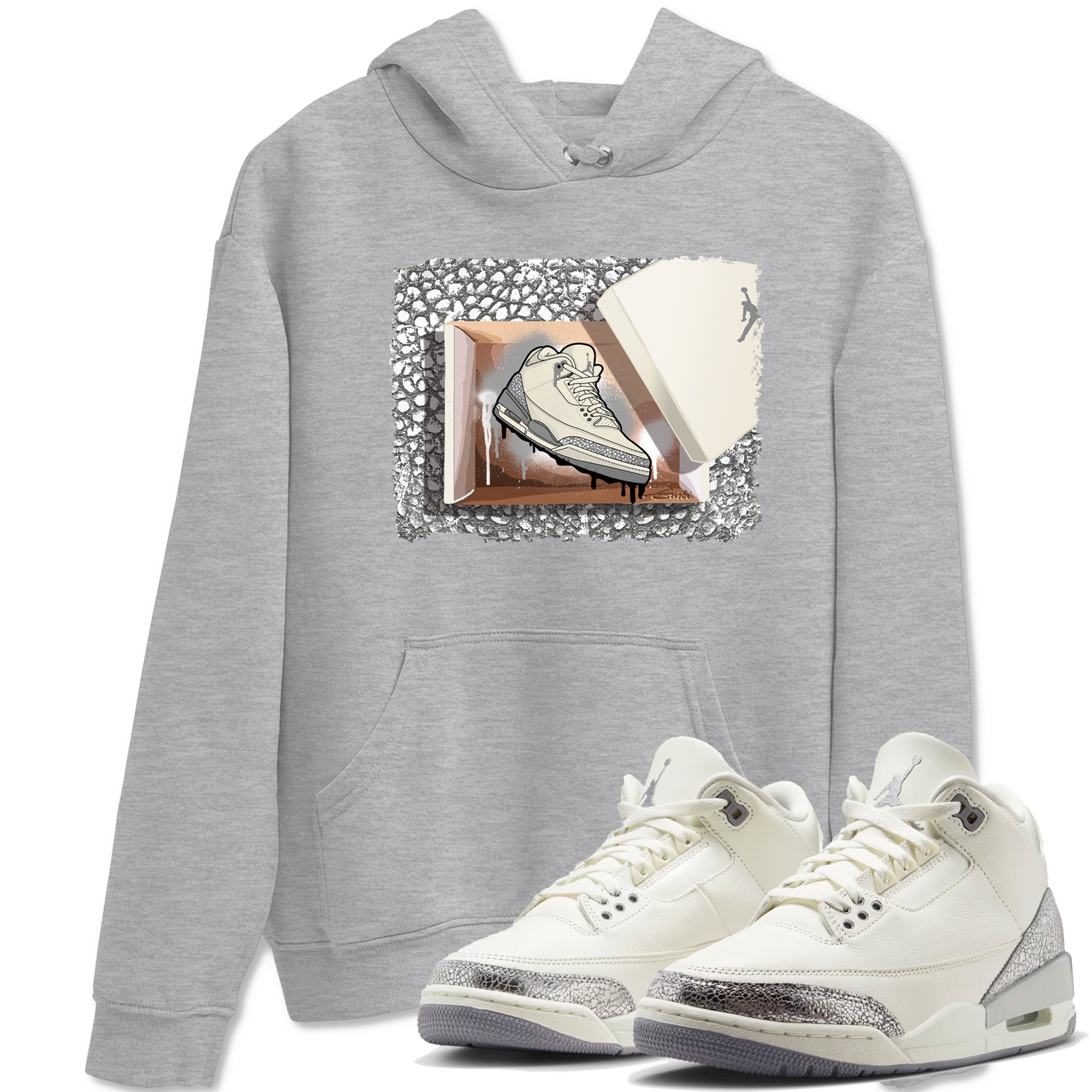 New Kicks snkmatch Tees - Air Jordan 3 Sail and Cement Grey