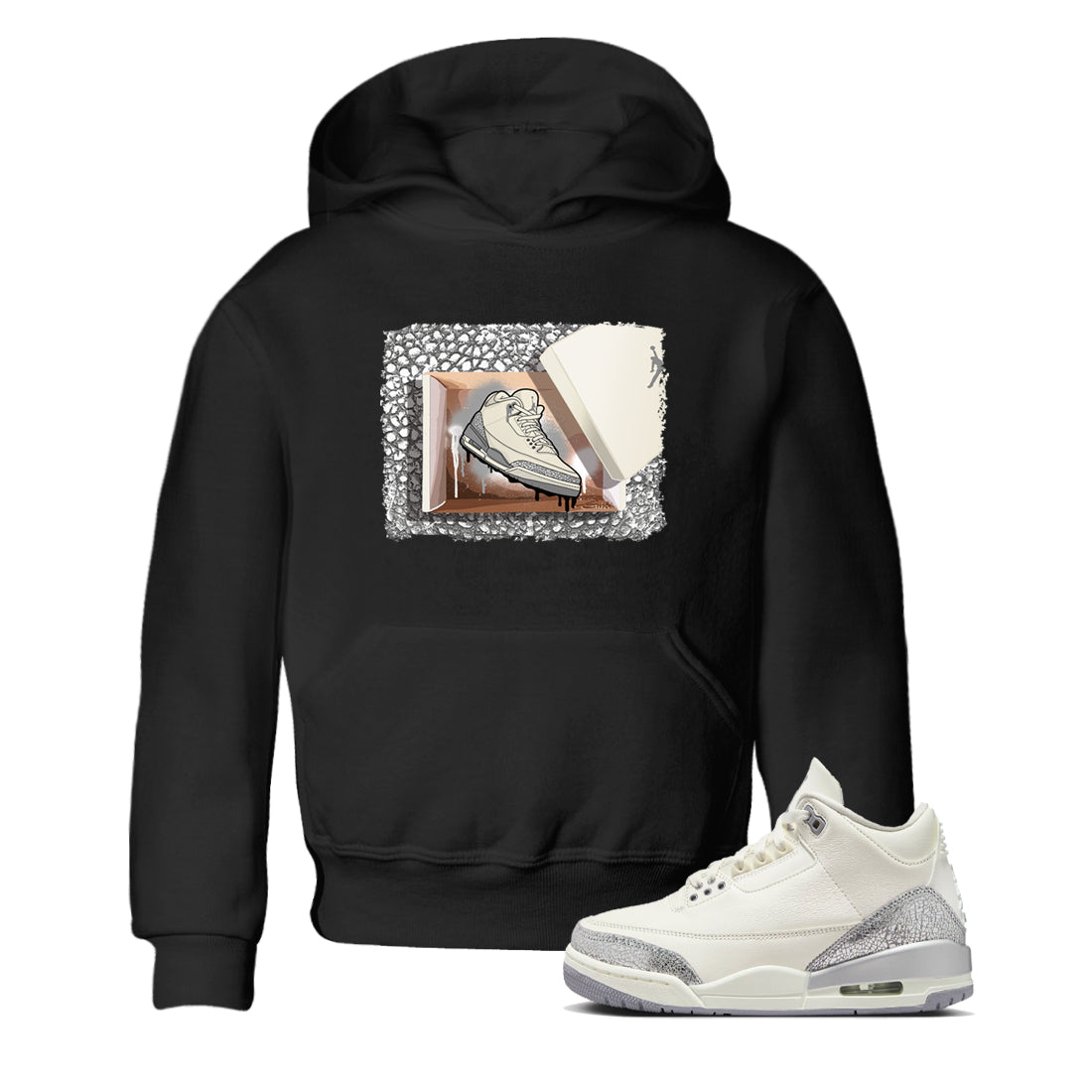 New Kicks snkmatch Tees Kids - Air Jordan 3 Sail and Cement Grey