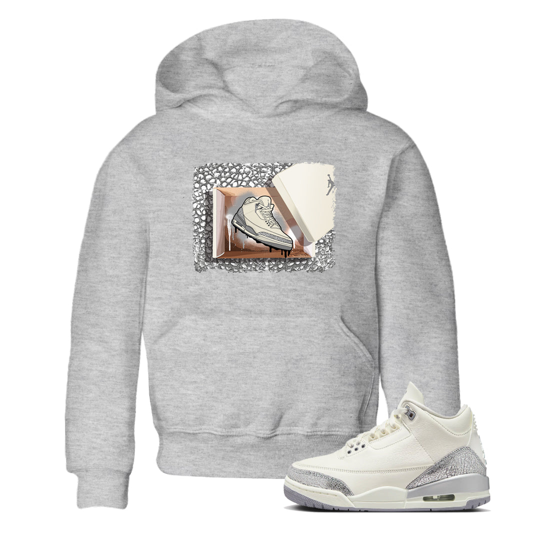 New Kicks snkmatch Tees Kids - Air Jordan 3 Sail and Cement Grey