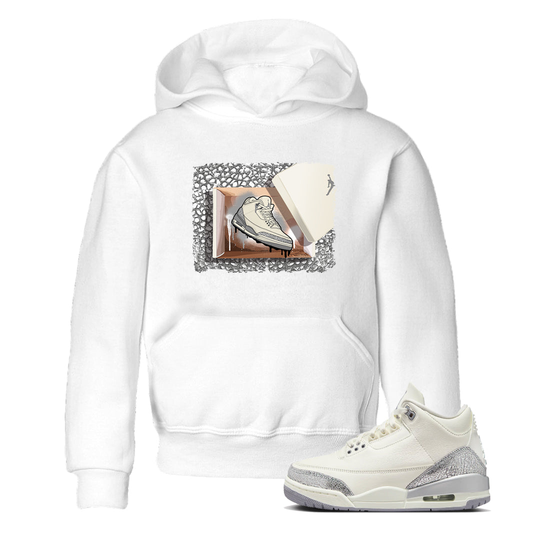 New Kicks snkmatch Tees Kids - Air Jordan 3 Sail and Cement Grey