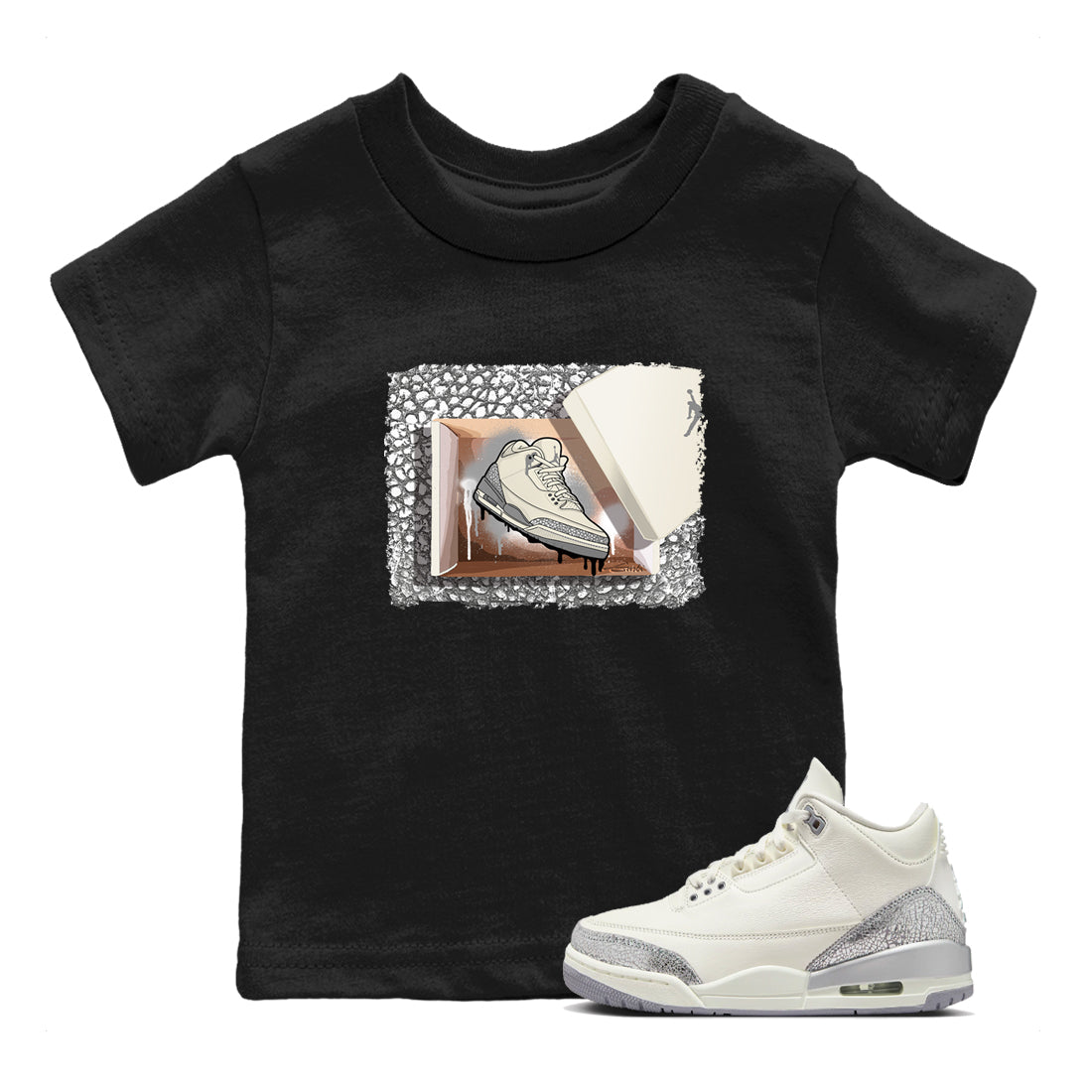 New Kicks snkmatch Tees Kids - Air Jordan 3 Sail and Cement Grey