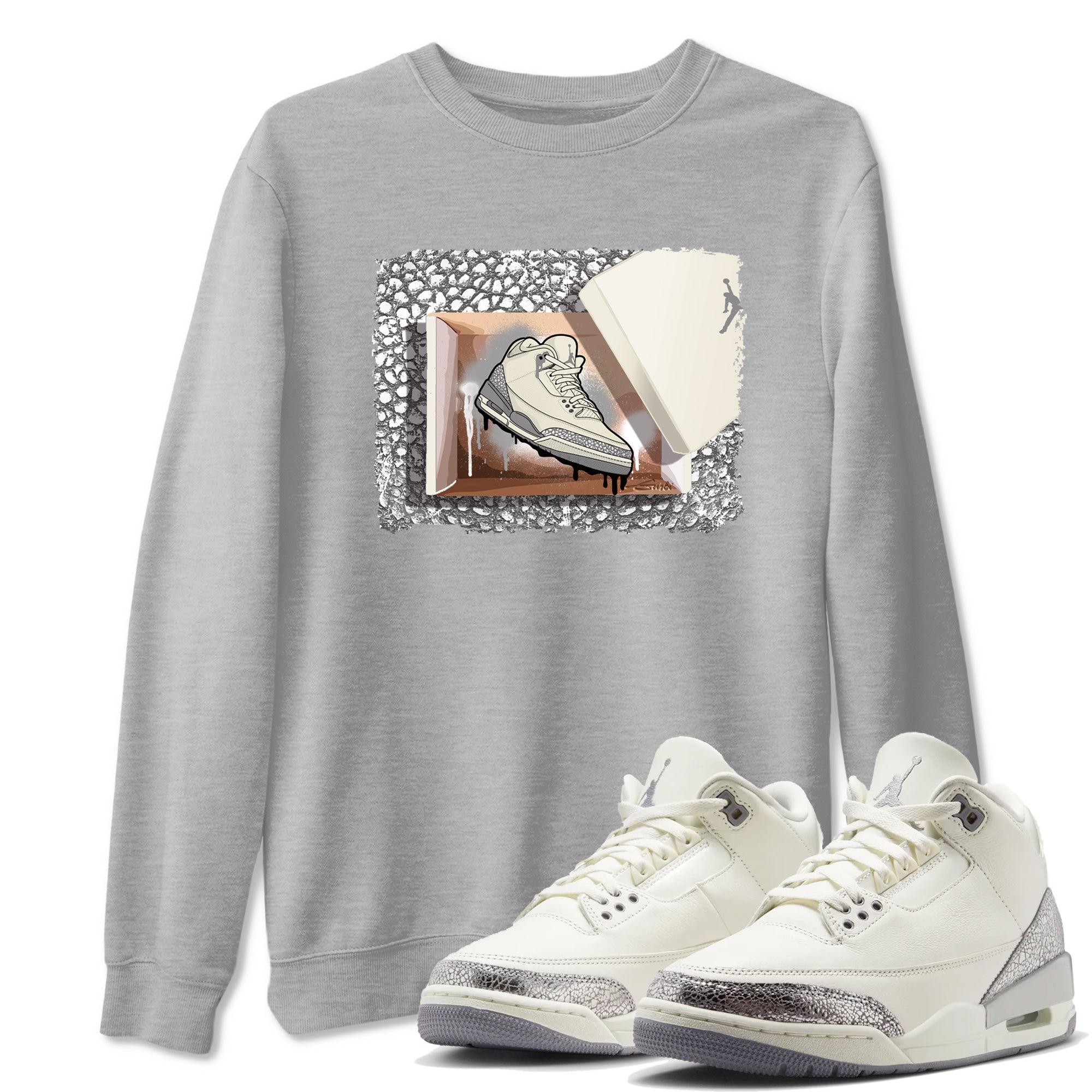 New Kicks snkmatch Tees - Air Jordan 3 Sail and Cement Grey