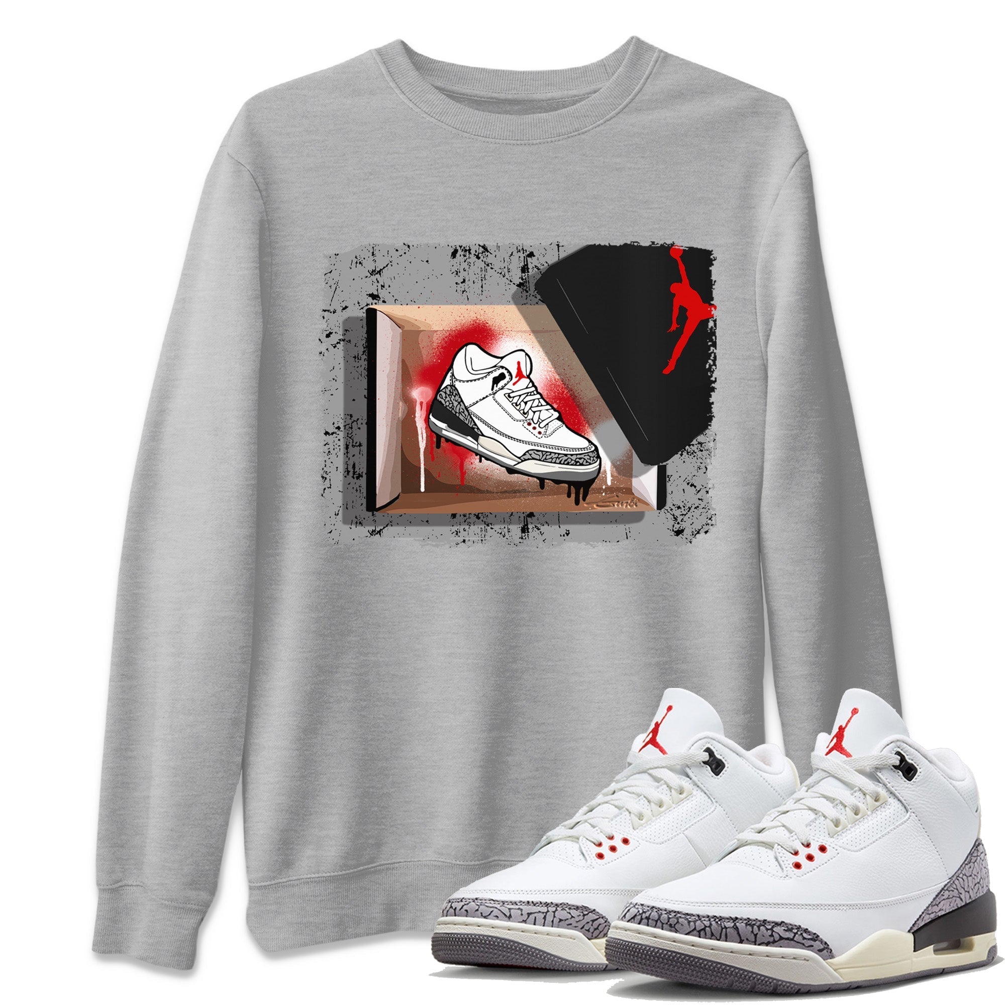 New Kicks Unisex Tops - Air Jordan 3 White Cement