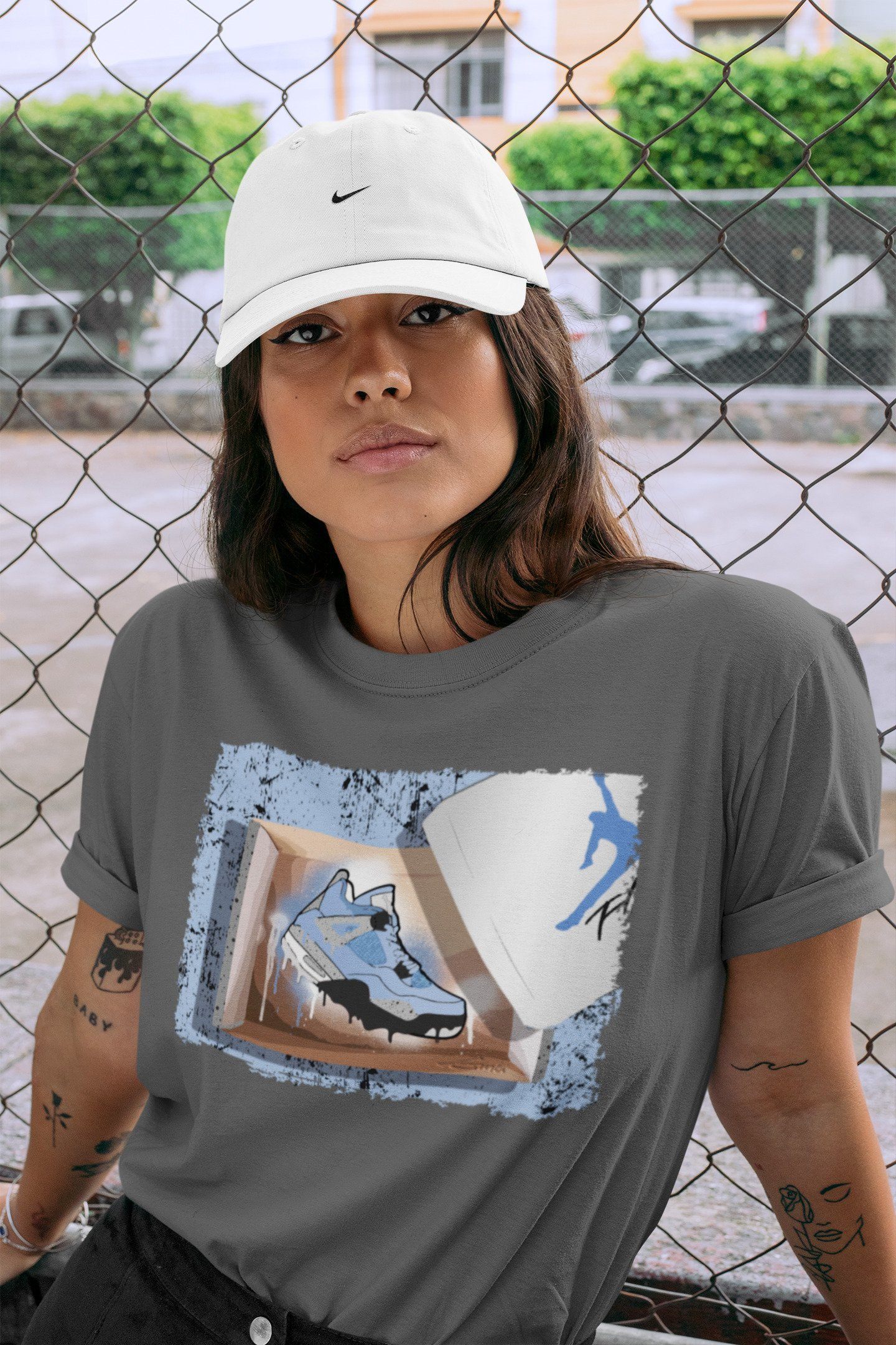 New Kicks Unisex Tops - Air Jordan 4 University Blue