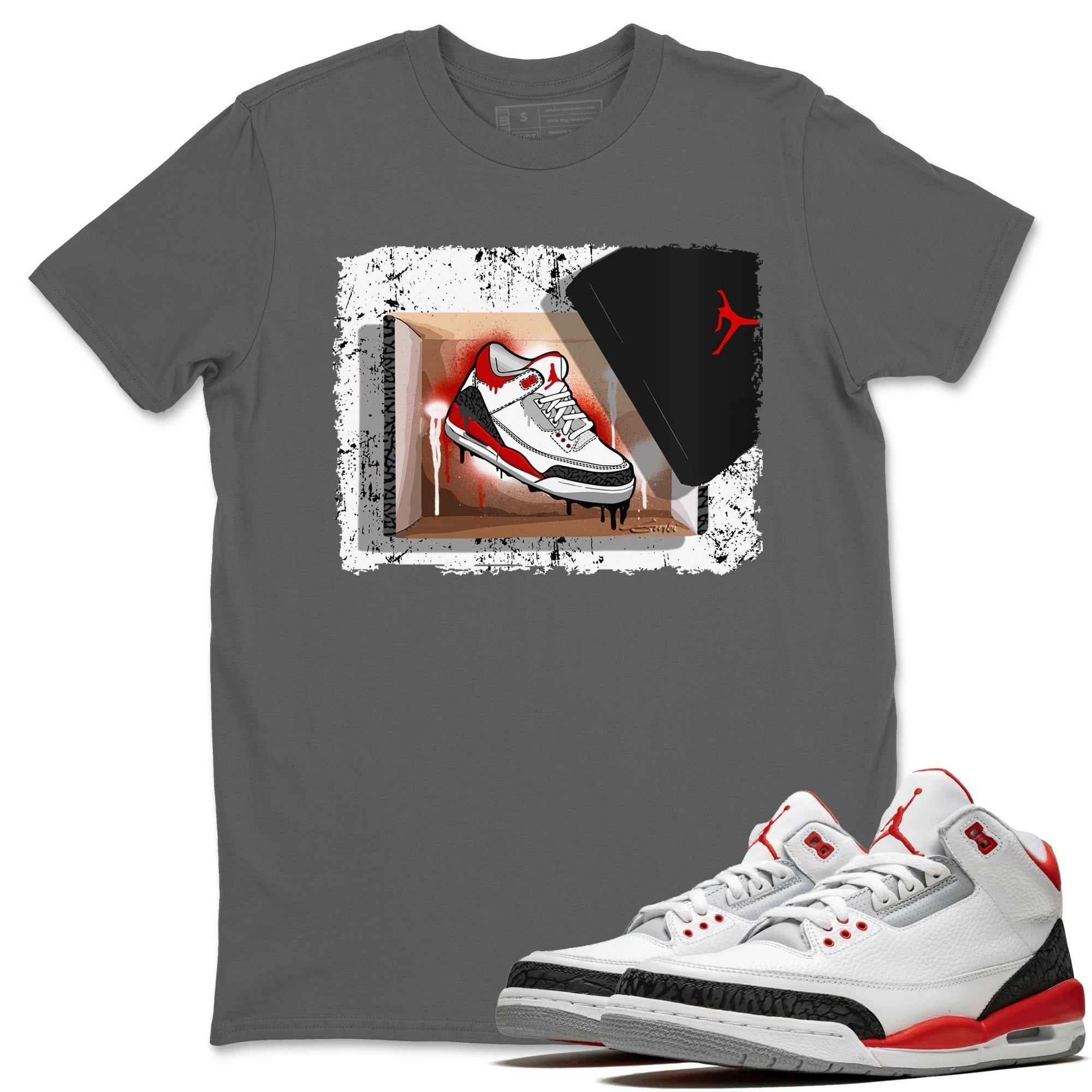 New Kicks Unisex Tops - Air Jordan 3 Fire Red