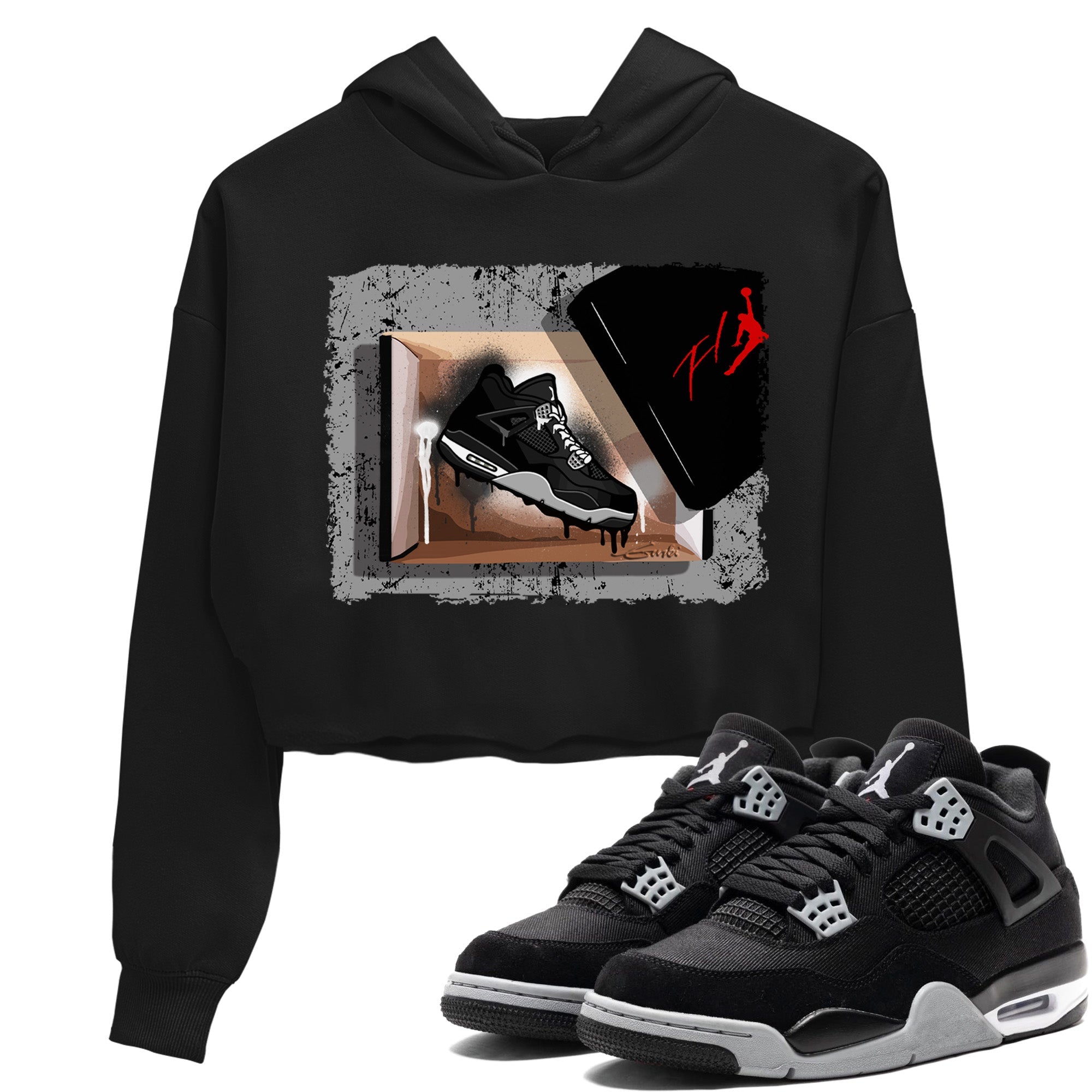 New Kicks Women's Tops - Air Jordan 4 Black Canvas