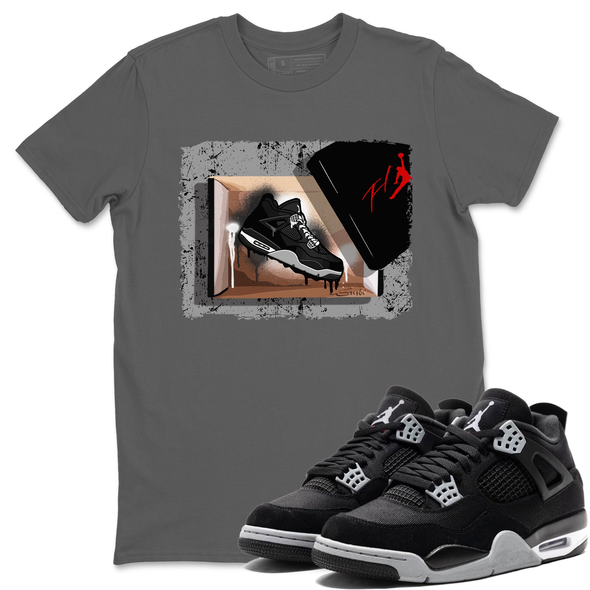 New Kicks Unisex Tops - Air Jordan 4 Black Canvas