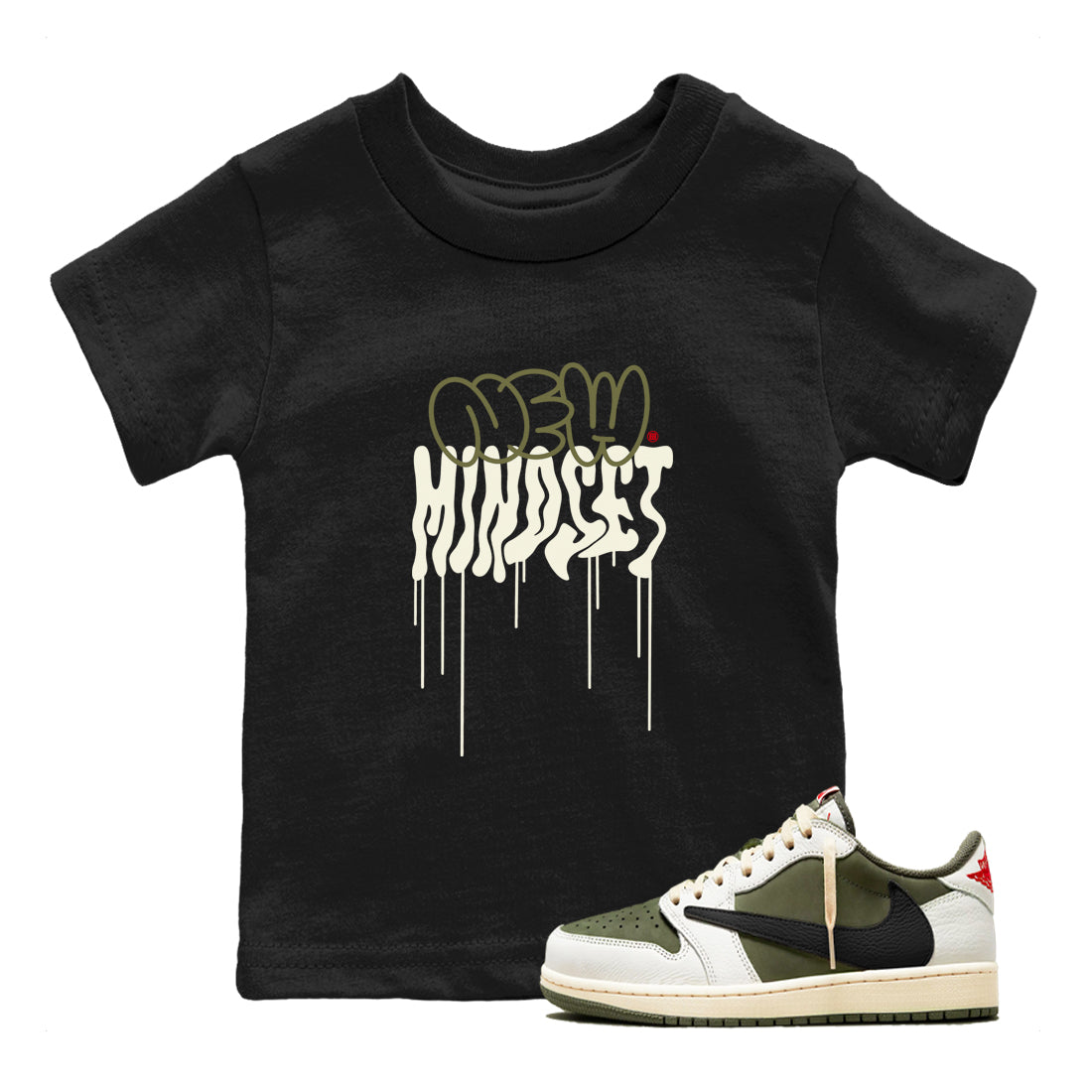 New Mindset snkmatch Tees Kids - Air Jordan 1 Travis Scott Medium Olive