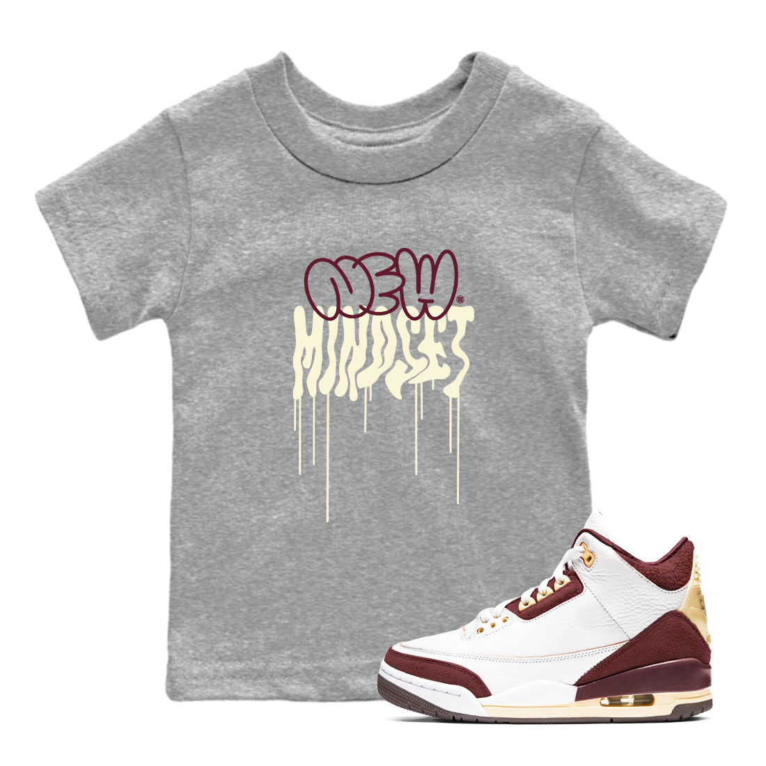 New Mindset snkmatch Tees Kids - Air Jordan 3 A Ma Maniere x Burgundy Crush