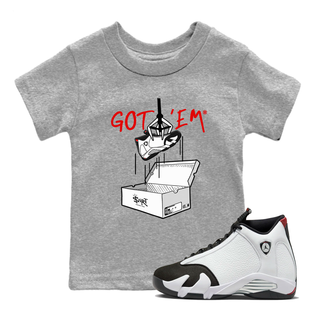 New Treasure Hunter snkmatch Tees Kids - Air Jordan 14 Black Toe