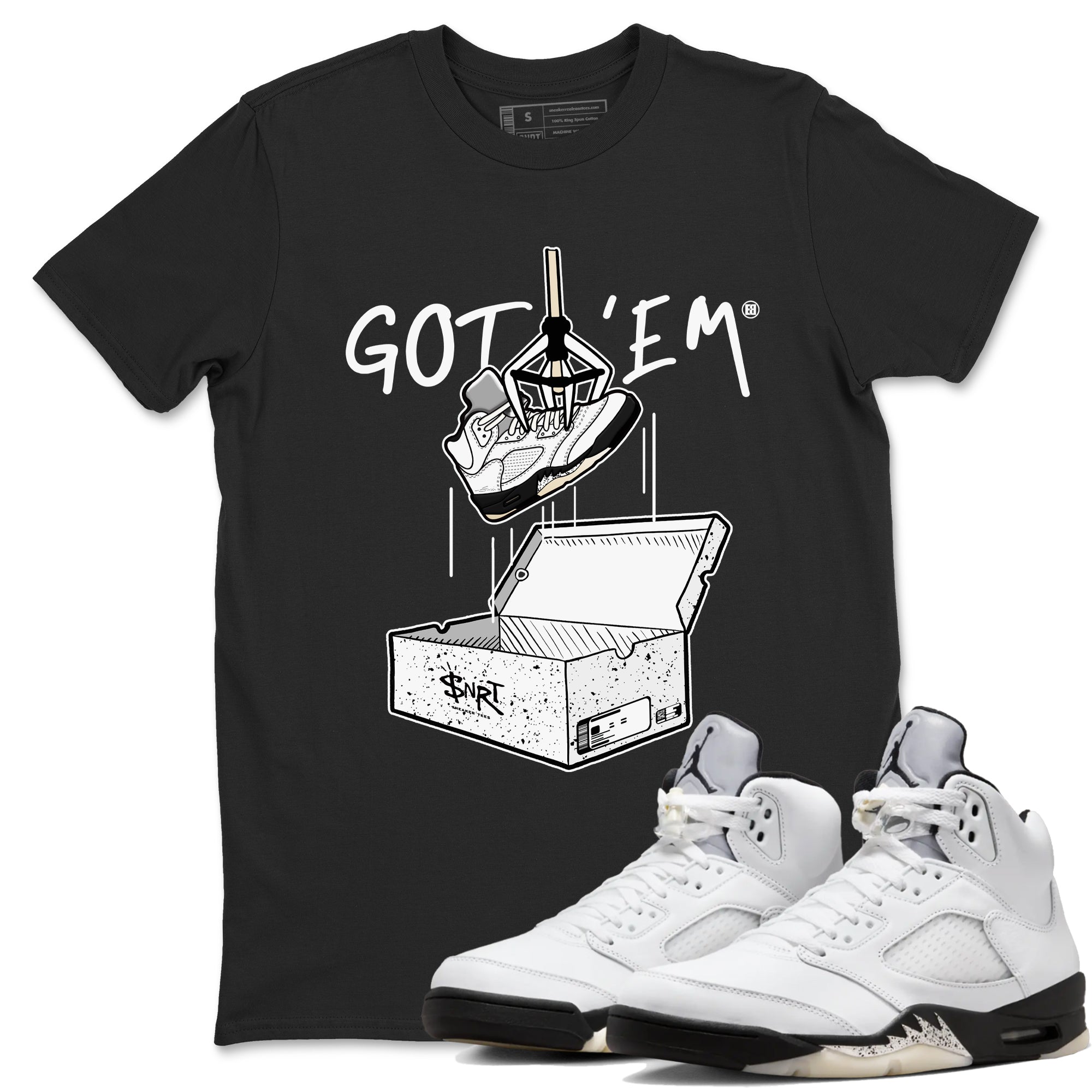 New Treasure Hunter snkmatch Tees - Air Jordan 5 White Black