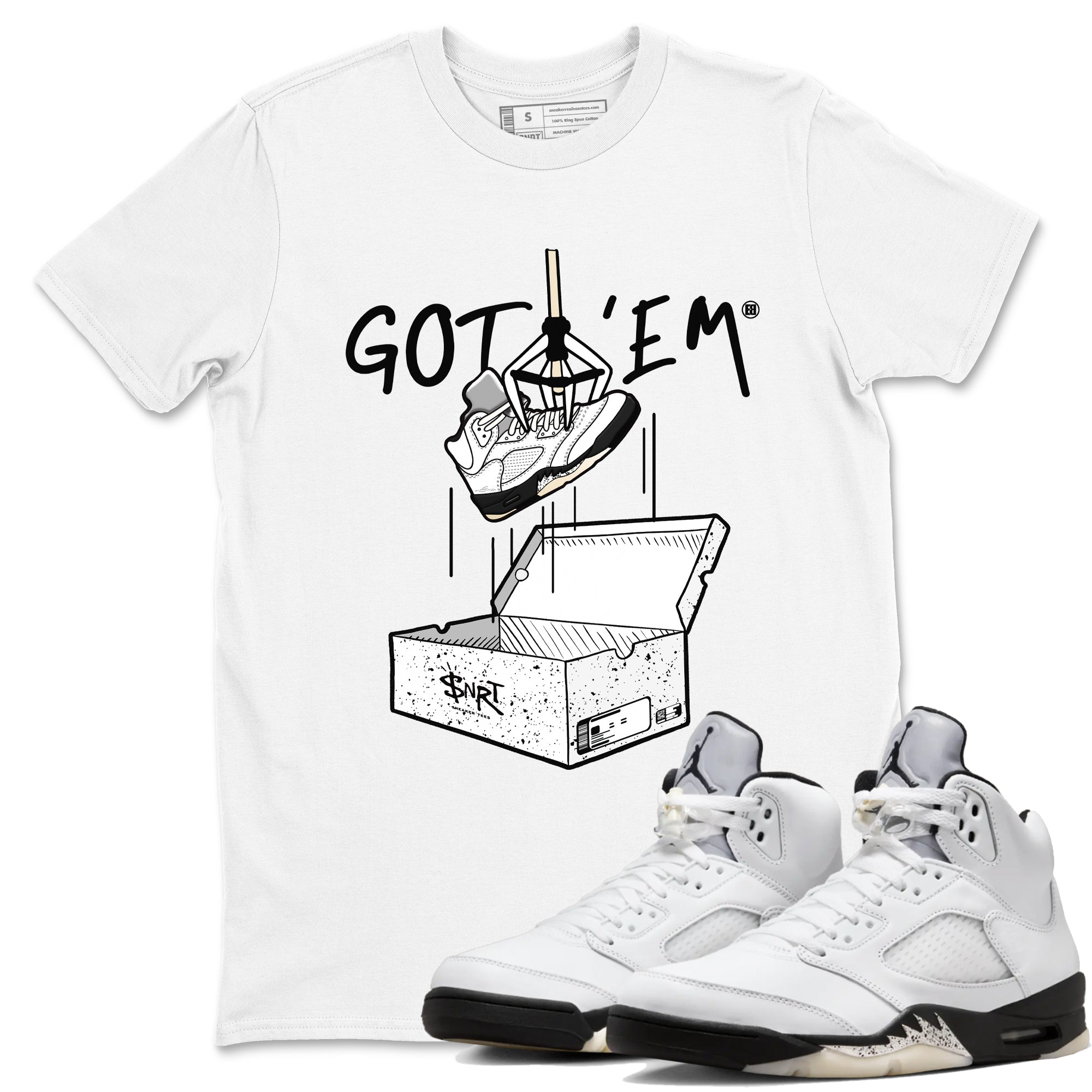 New Treasure Hunter snkmatch Tees - Air Jordan 5 White Black