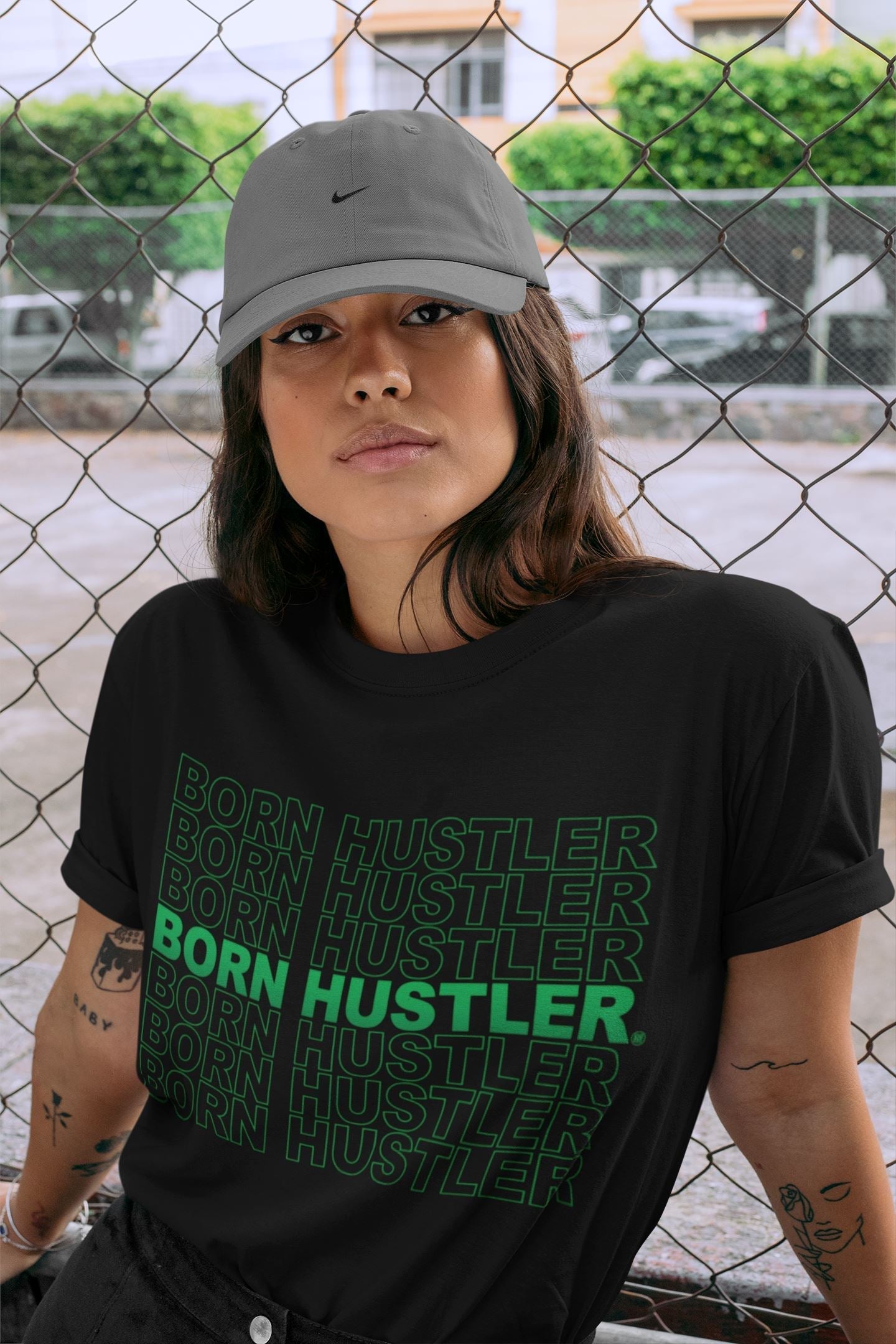 Born Hustler Unisex Tops - Air Jordan 1 Lucky Green