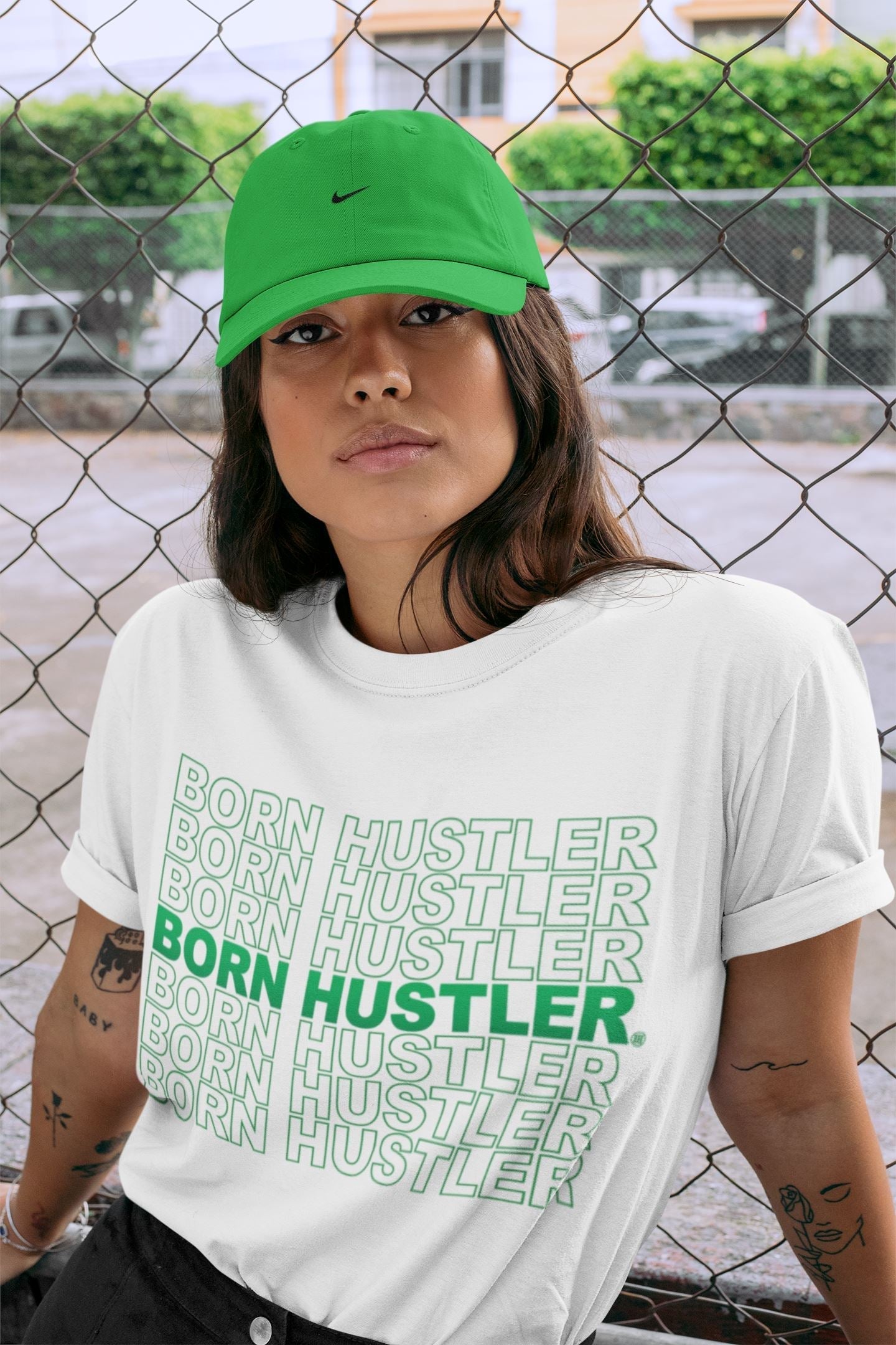 Born Hustler Unisex Tops - Air Jordan 1 Lucky Green