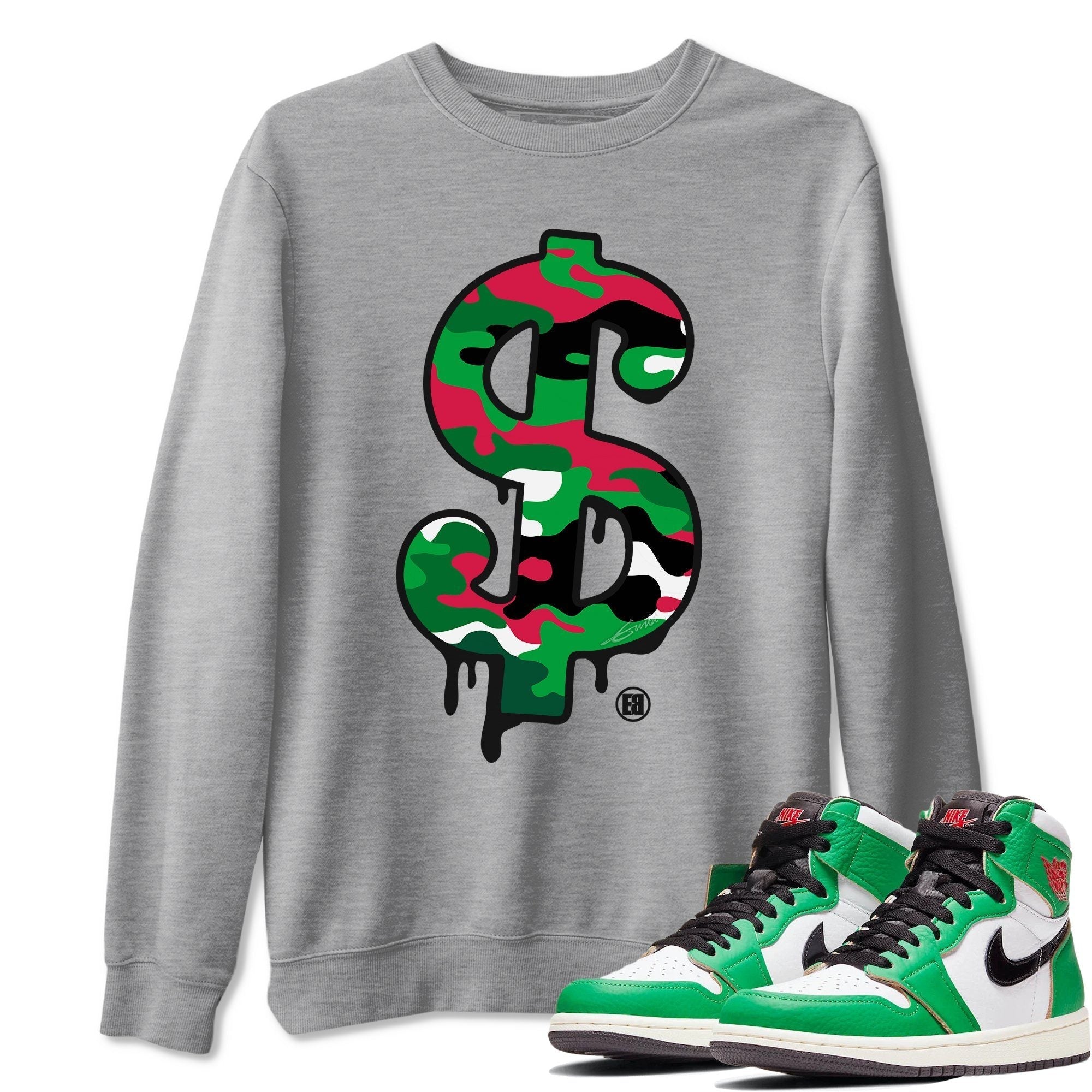 Dollar Camo Unisex Tops - Air Jordan 1 Lucky Green