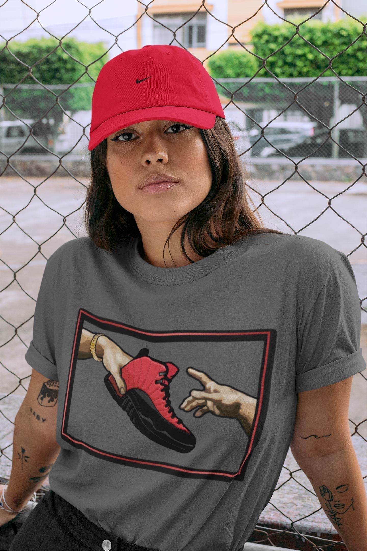 Adam's Creation Unisex Tops - Air Jordan 12 Reverse Flu Game